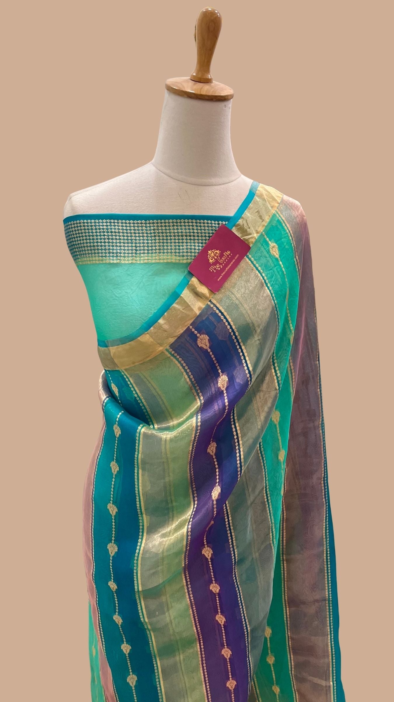 Rangkat Pure Kora Tissue Silk Handloom Banarasi Saree- Kadhua Motifs