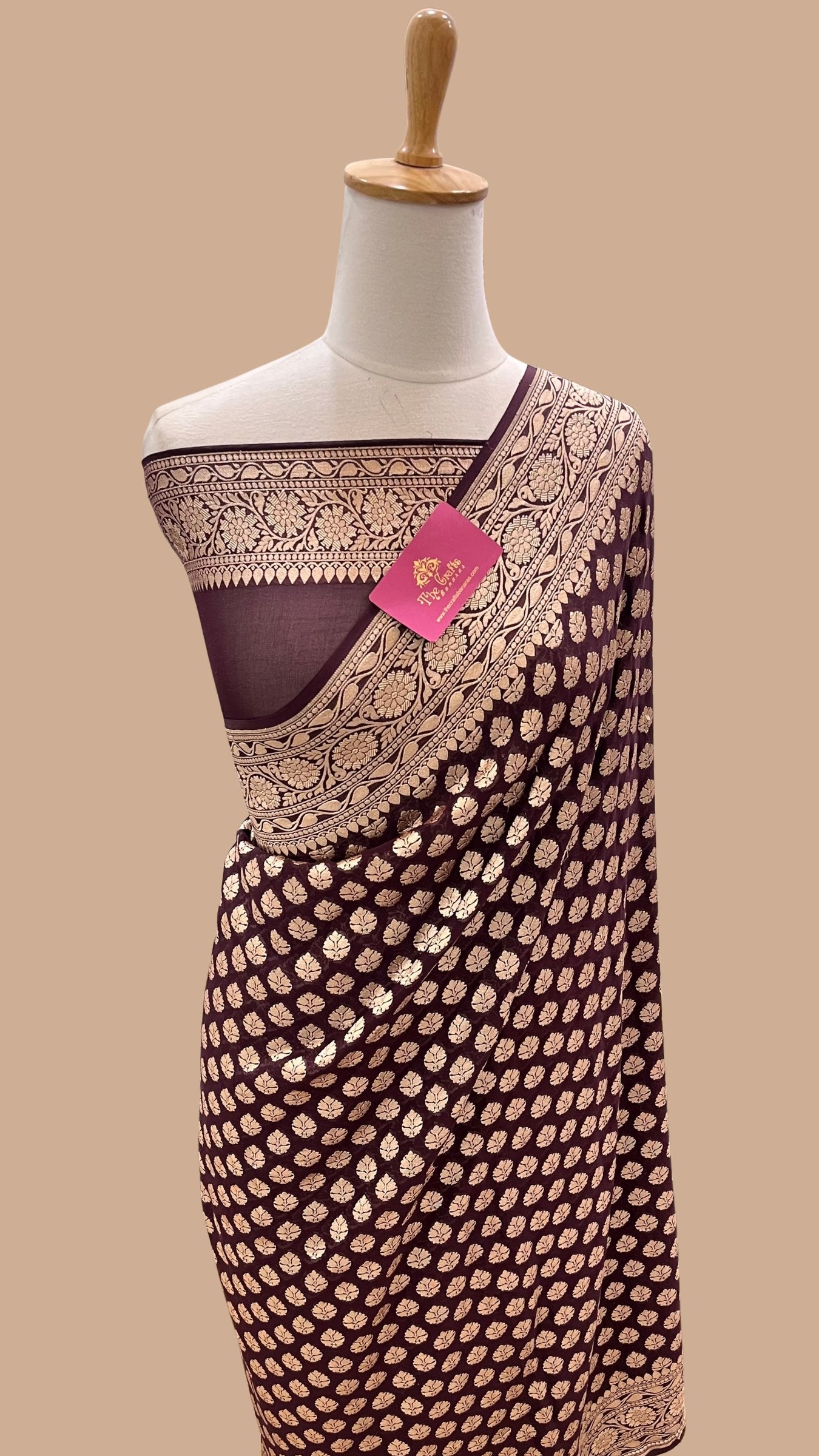 Khaddi Georgette Banarasi Saree - Gold Zari