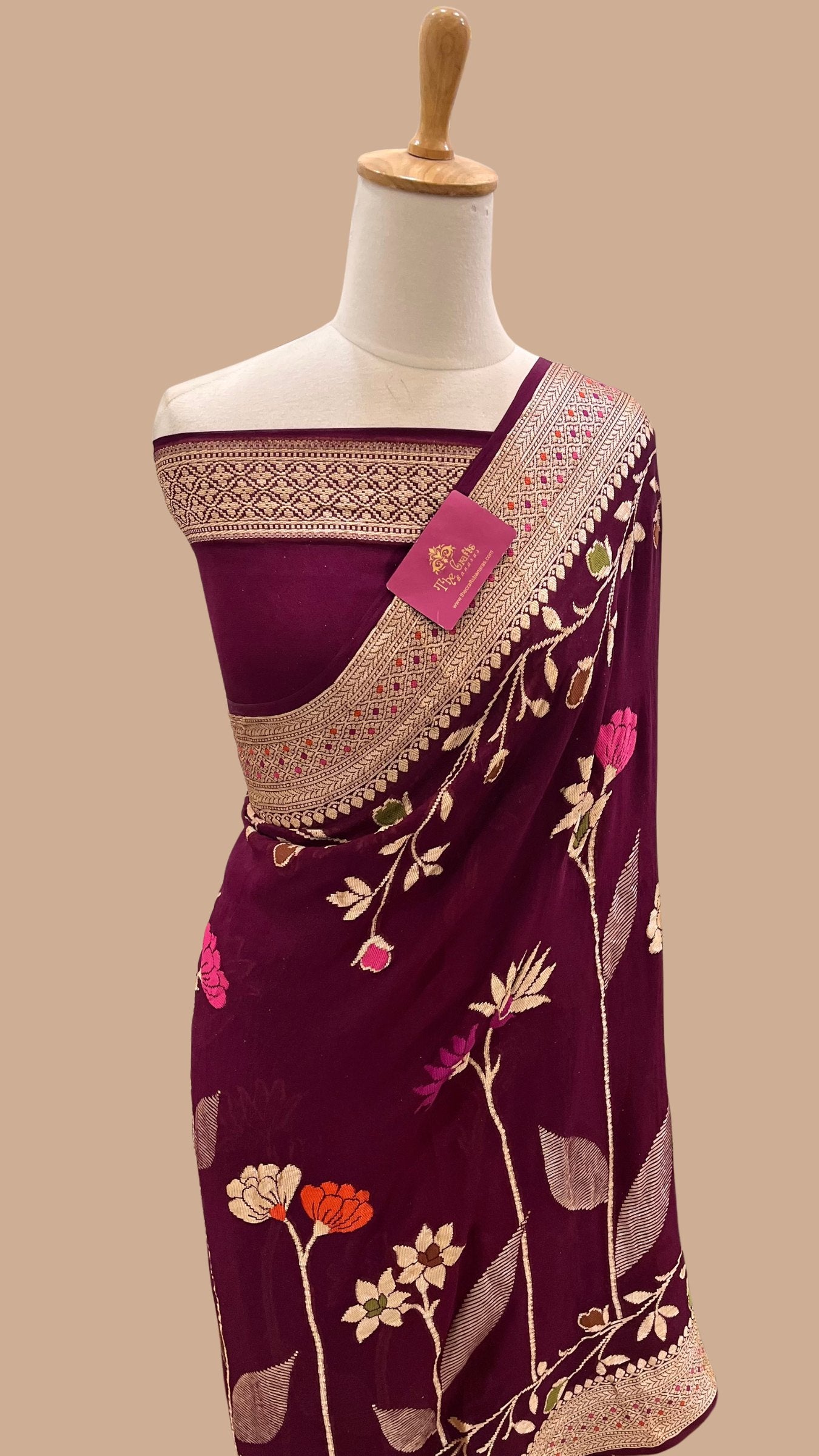 Pure Khaddi Chiffon Banarasi Saree