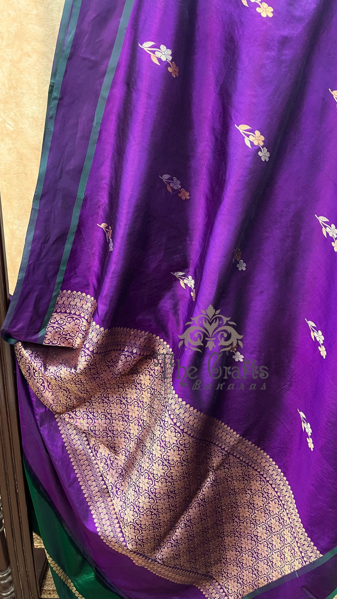 Pure Mango Silk Handloom Banarasi Saree - With Sona Roopa Motifs