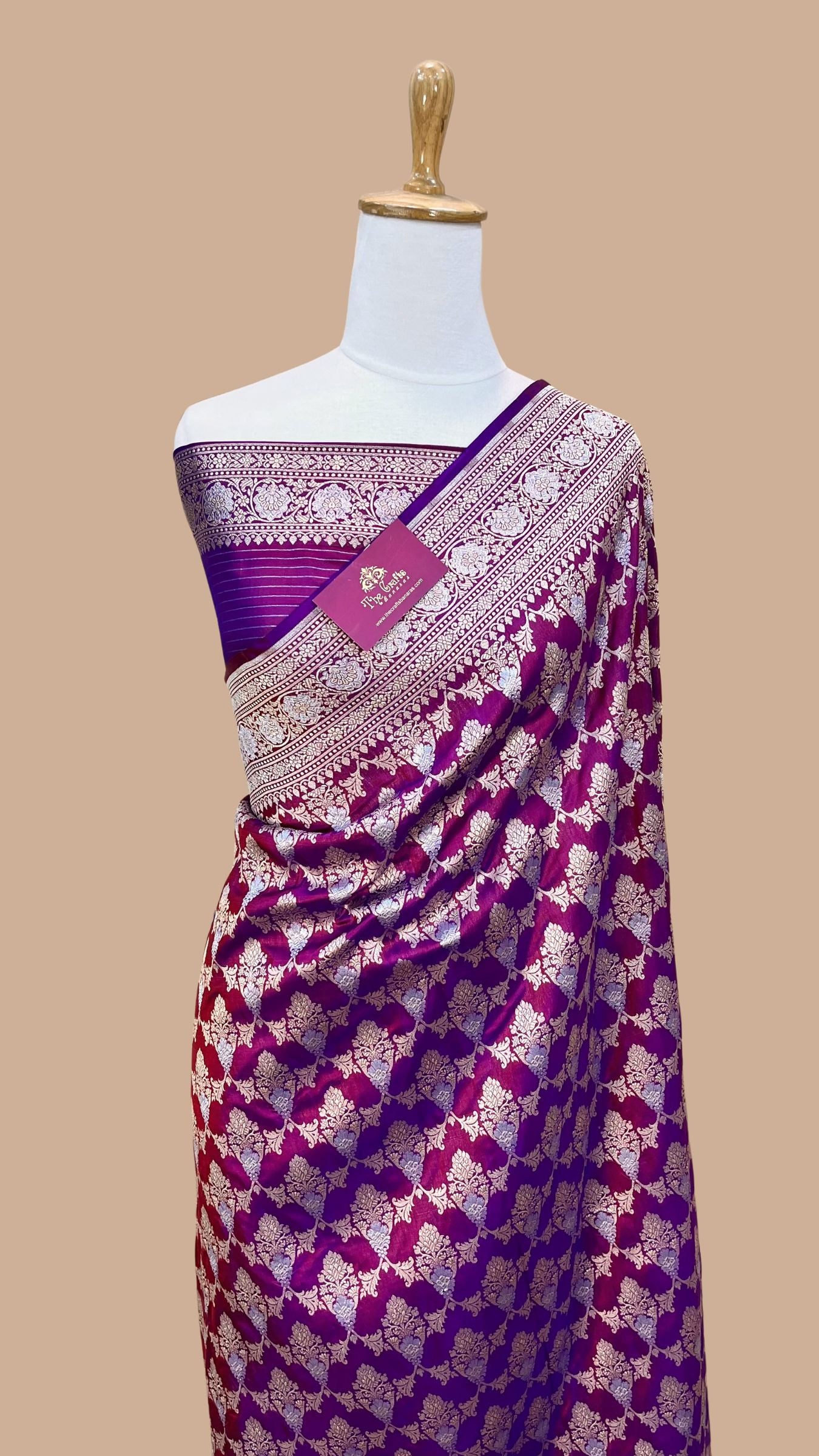 Pure Katan Silk Handloom Banarasi Saree - All over Sona Roopa Jaal work