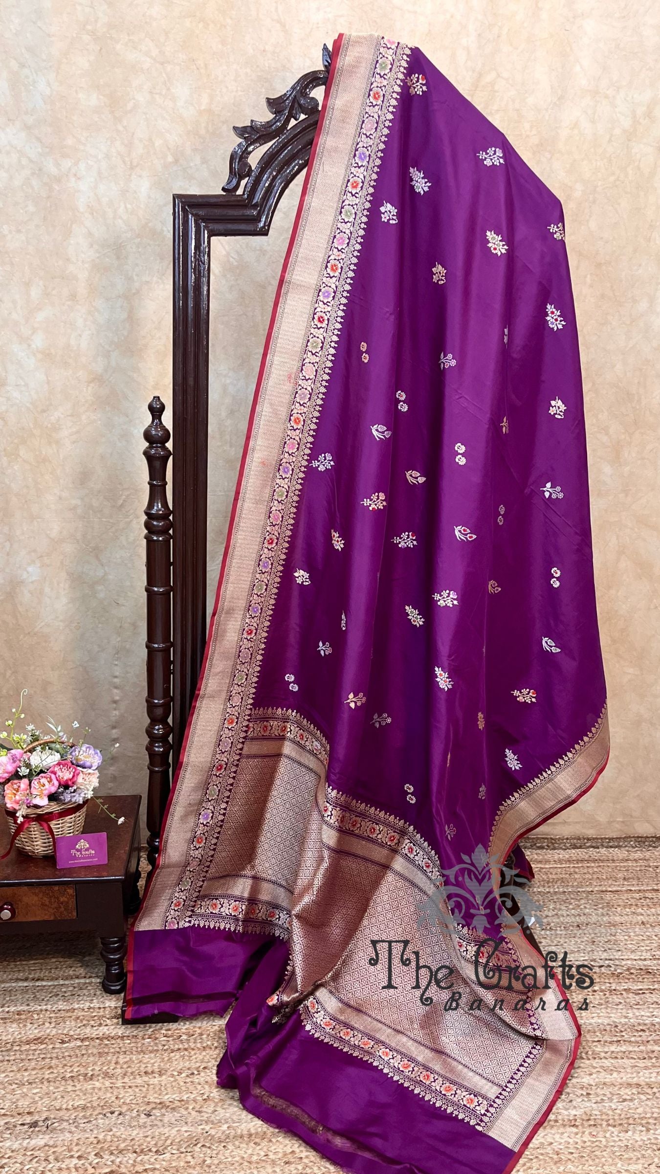 Pure Katan Silk Handloom Banarasi Saree -  Sona roopa with kadhua work
