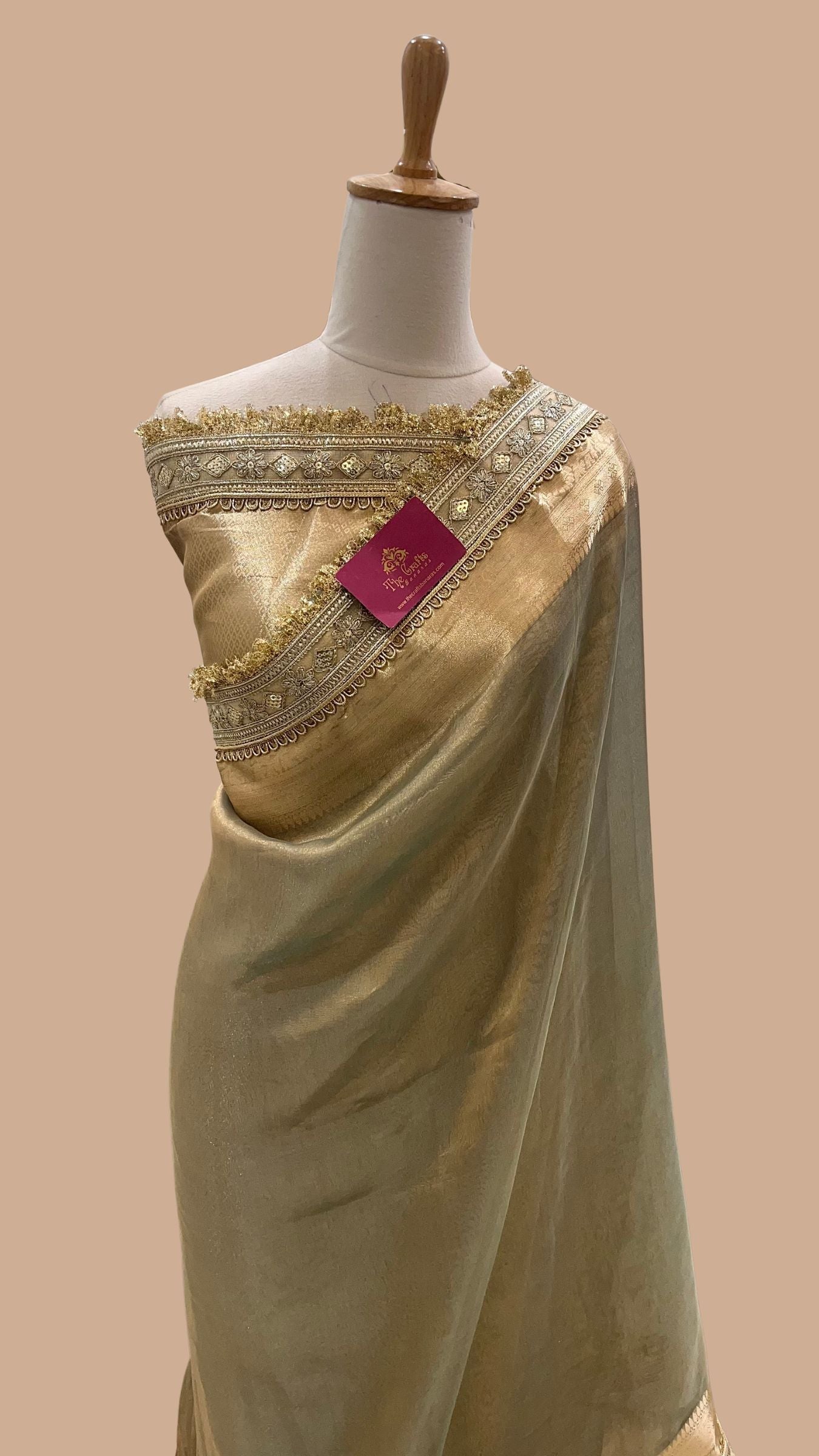 Pure Tissue Silk Handloom Banarasi Saree - with Lace Border