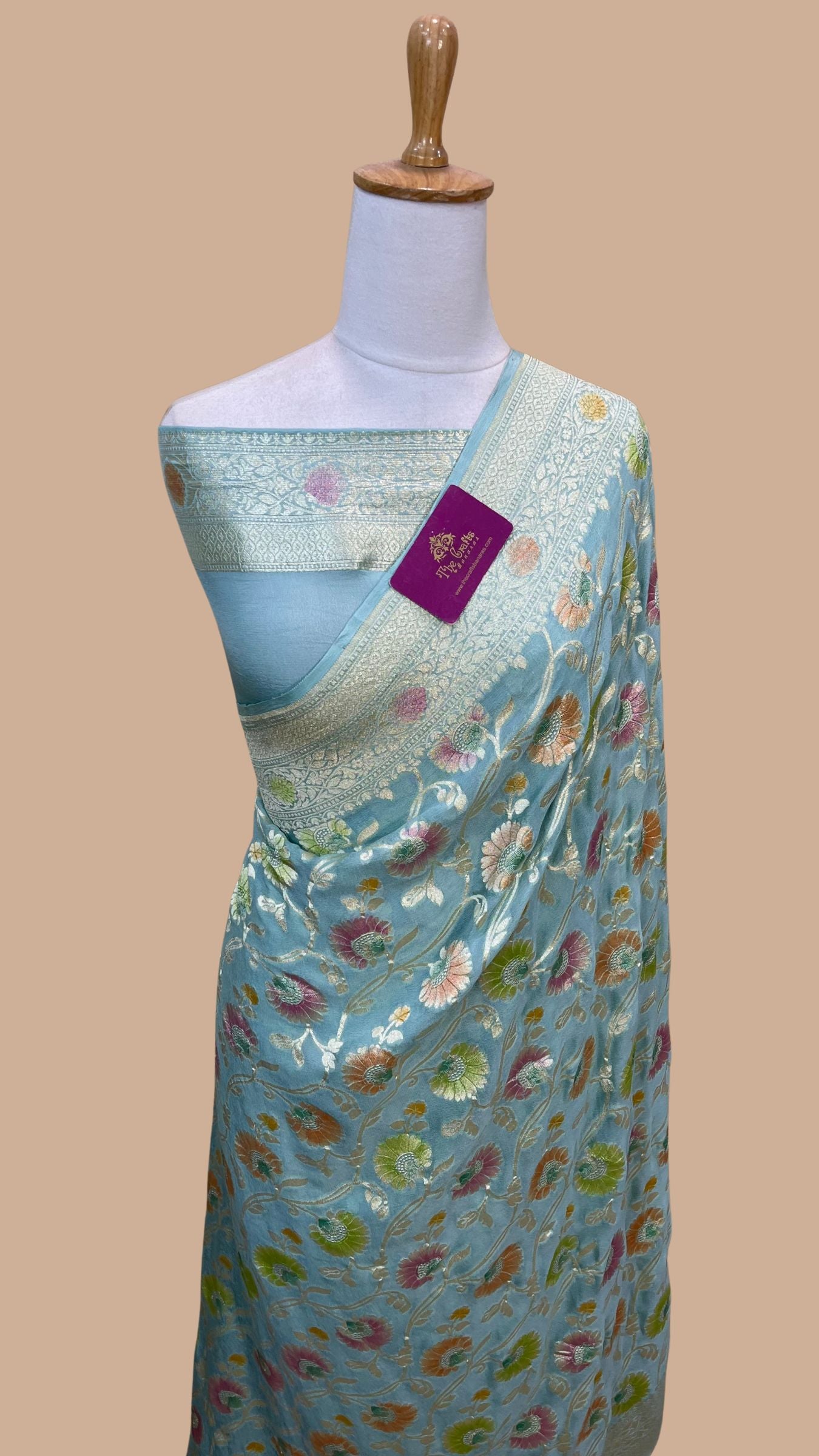 Khaddi Georgette Handloom Banarasi Saree