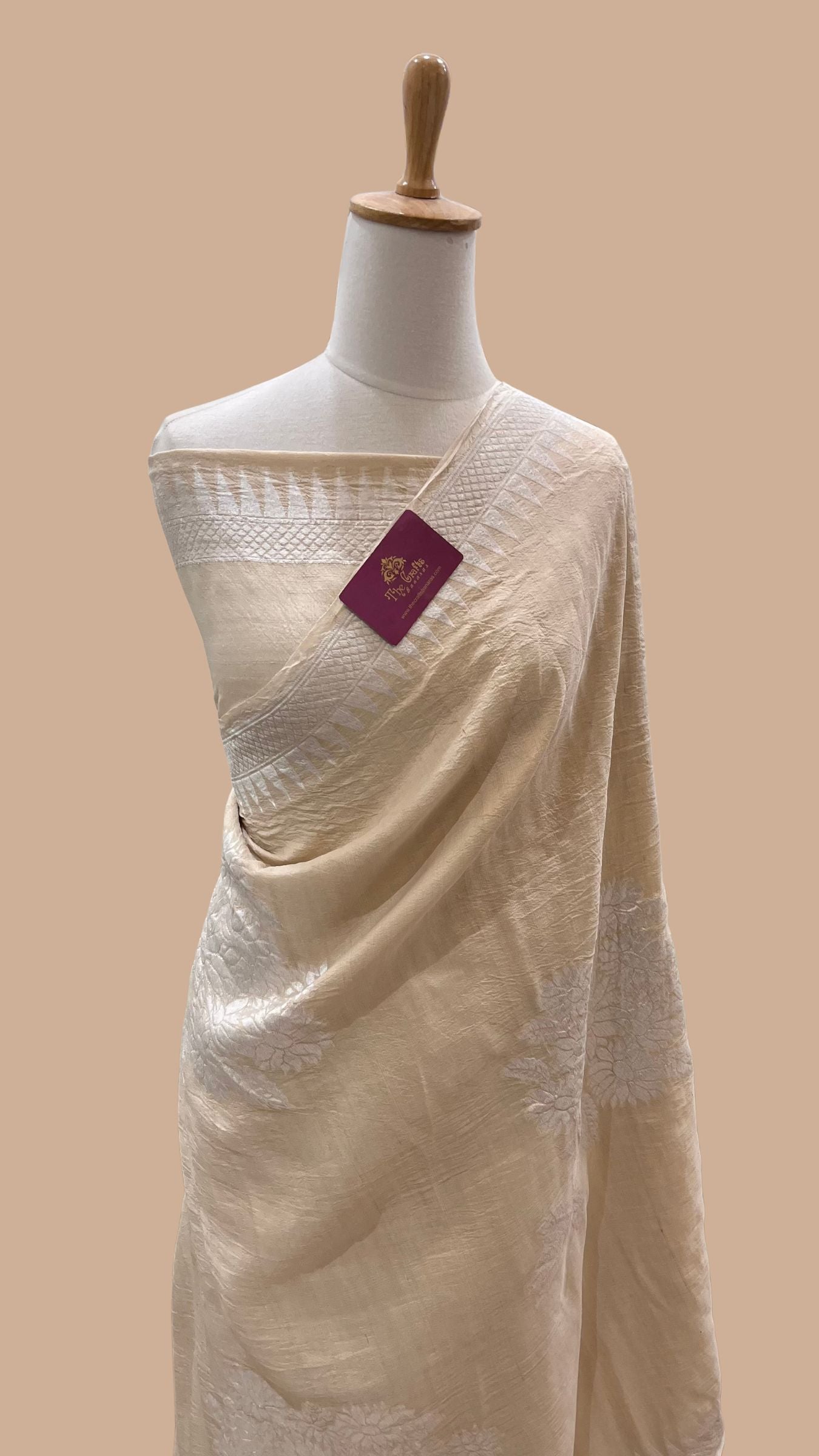 Tussar Georgette Handloom Banarasi Saree - All over Sona Rupa Motifs