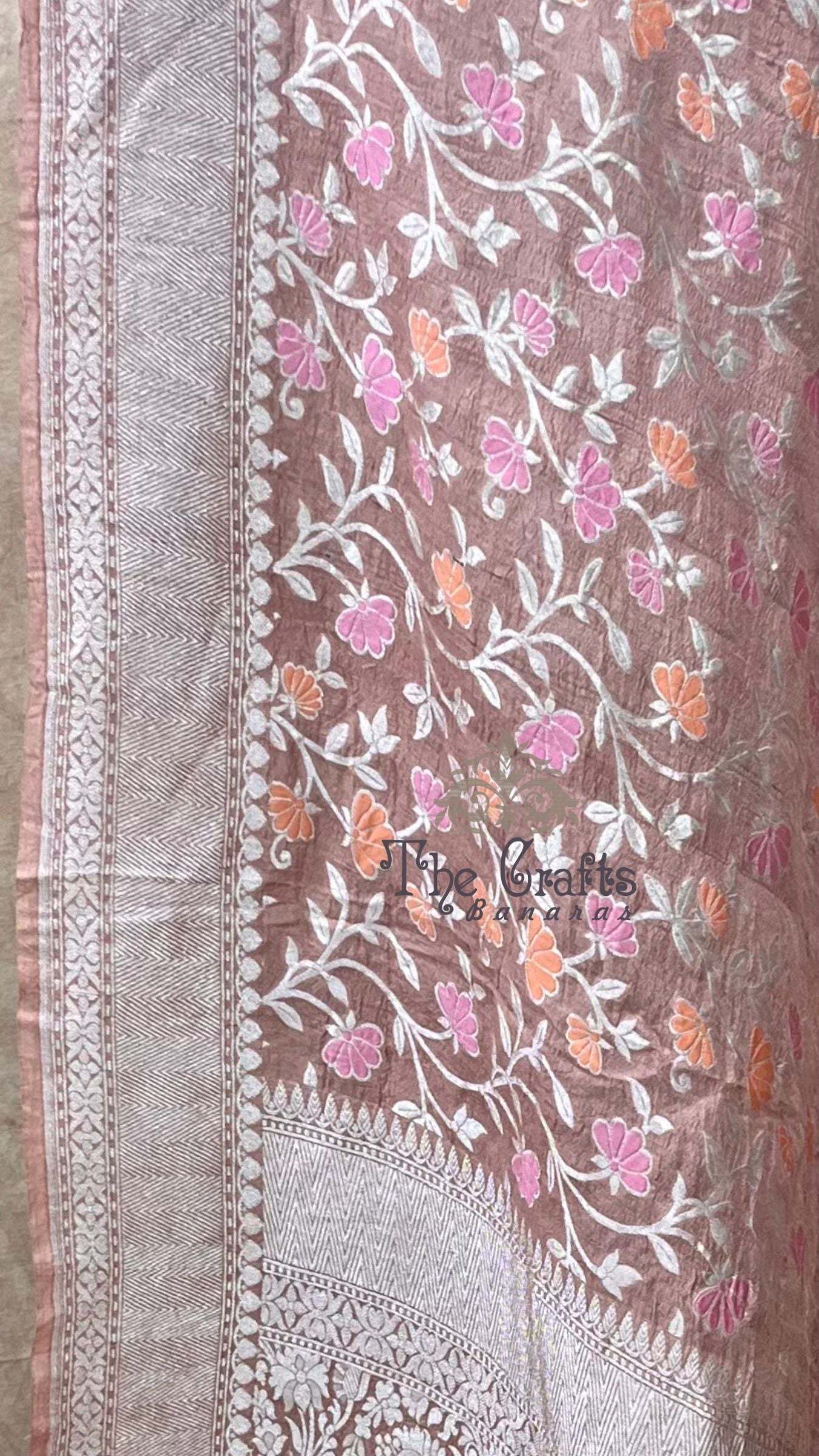 Tussar Georgette Handloom Banarasi Saree - Meenakari