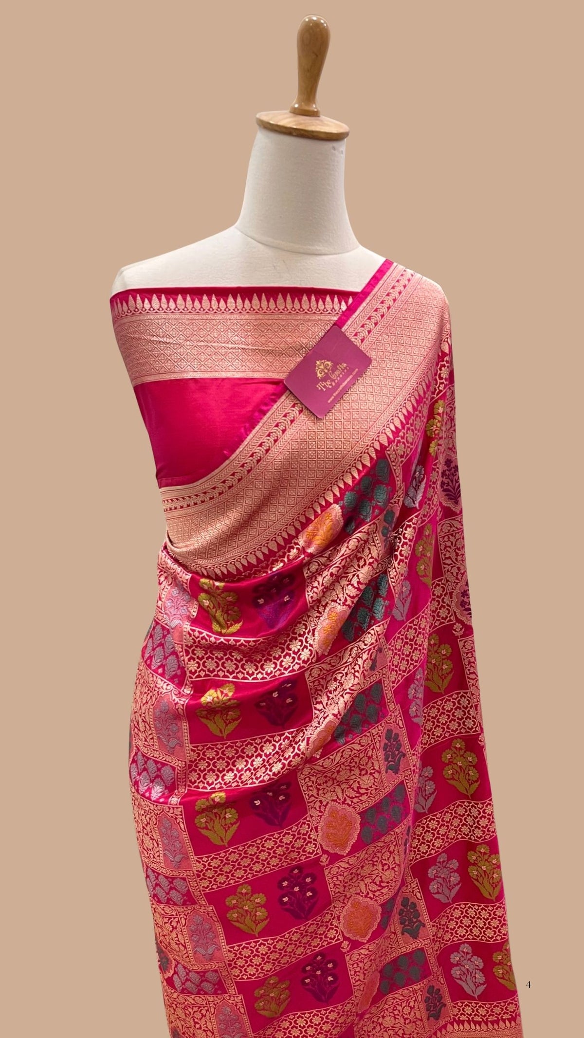 Pure Katan Silk Handloom Banarasi Saree - Jaal Work with Meenakari
