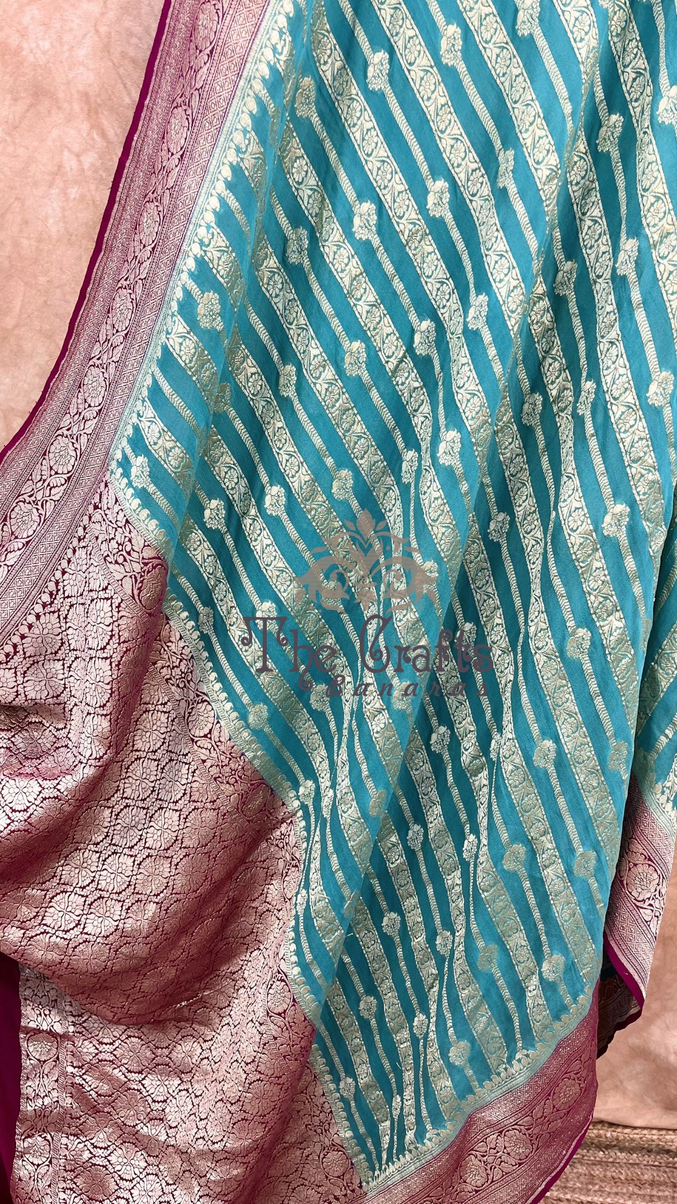 Khaddi Georgette Banarasi Saree - Water Zari