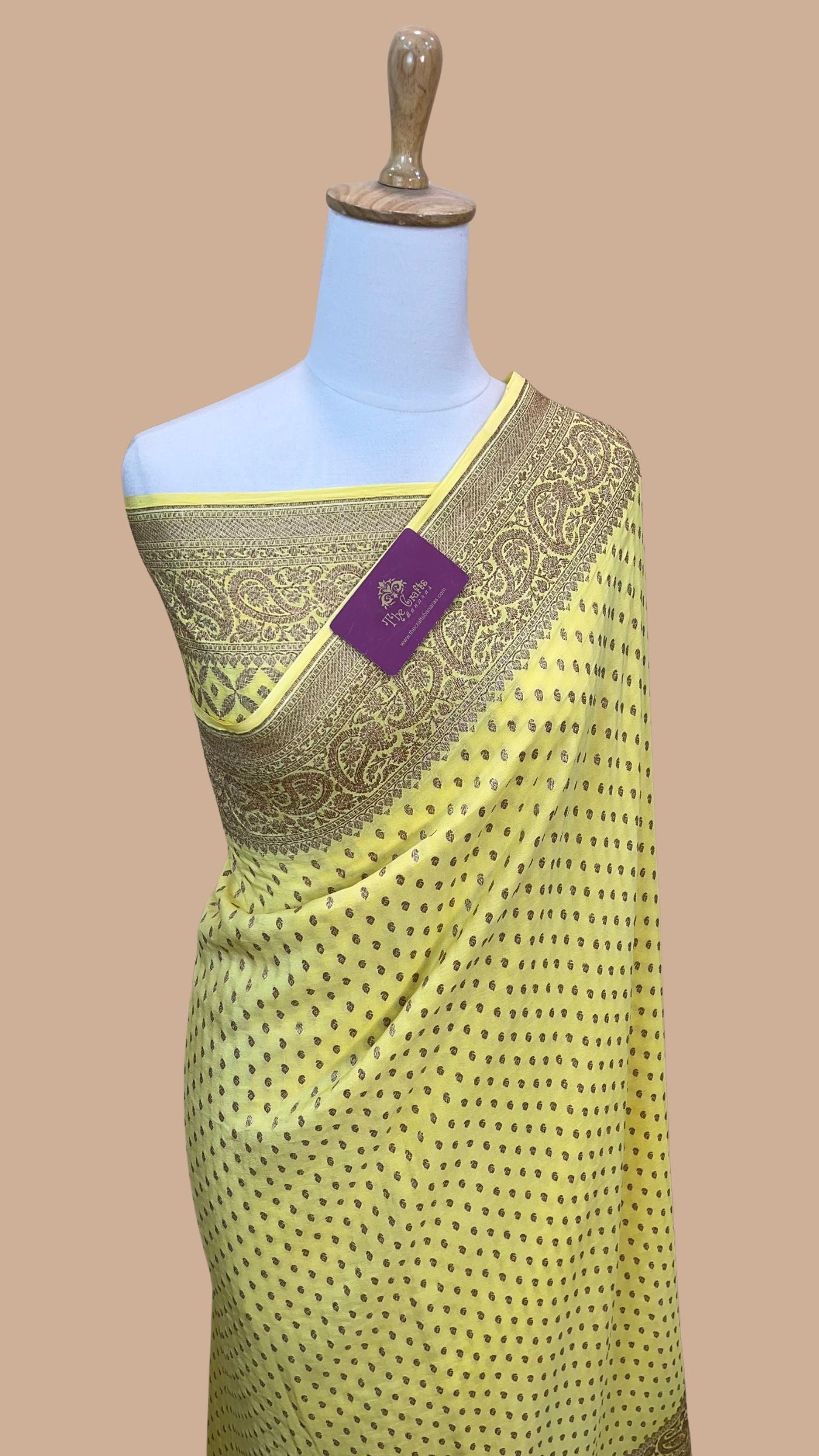 Pure Crepe Georgette Banarasi Saree - Antique Zari