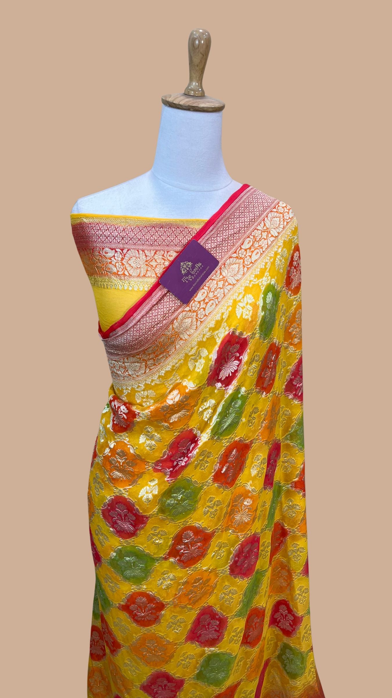 Khaddi Georgette Handloom Banarasi Saree - Water Zari