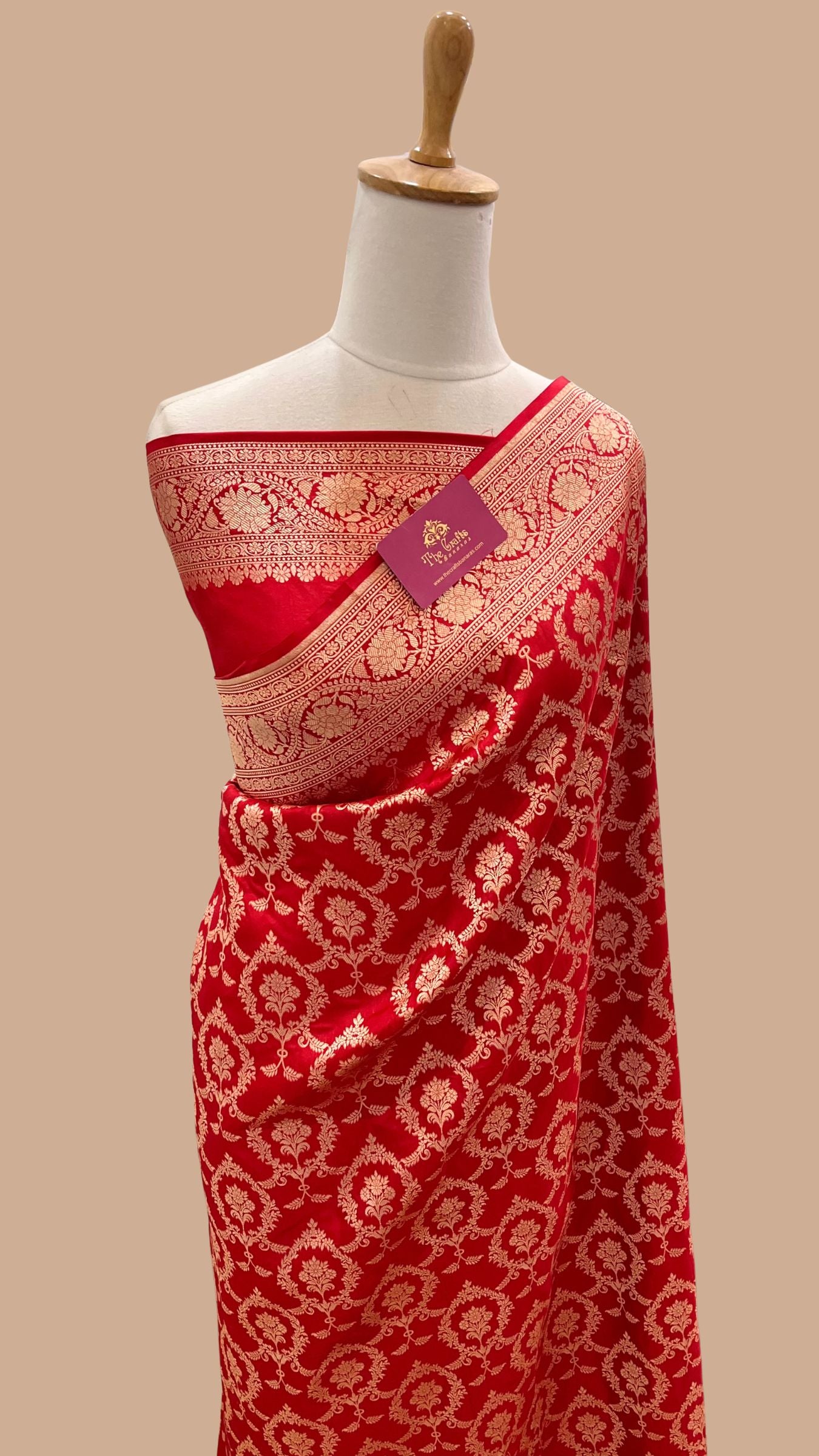 Pure Katan Silk Handloom Banarasi Saree - Jaal work