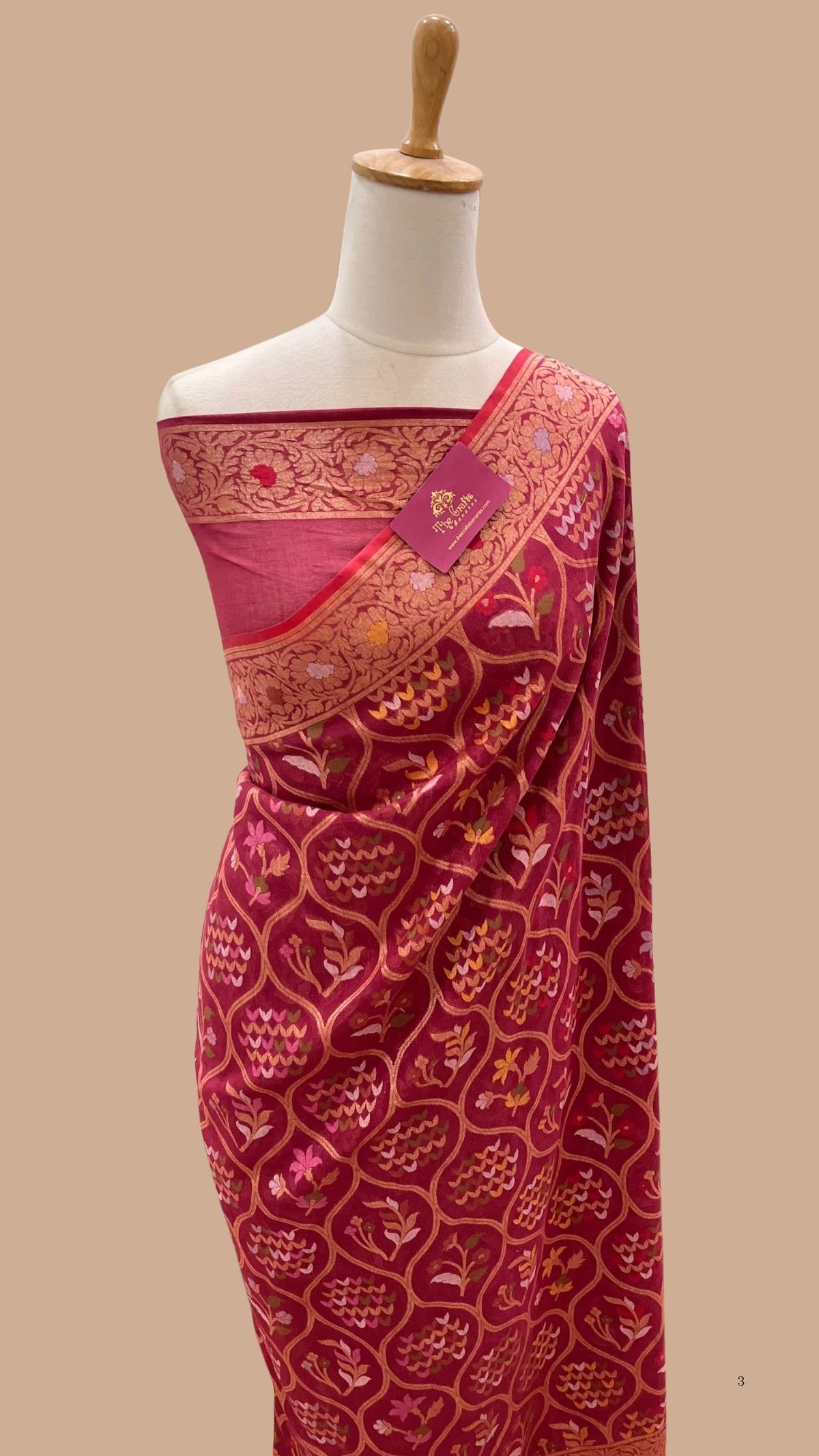 Pure Ektara Cotton Jamdani Banarasi Saree - Tilfi