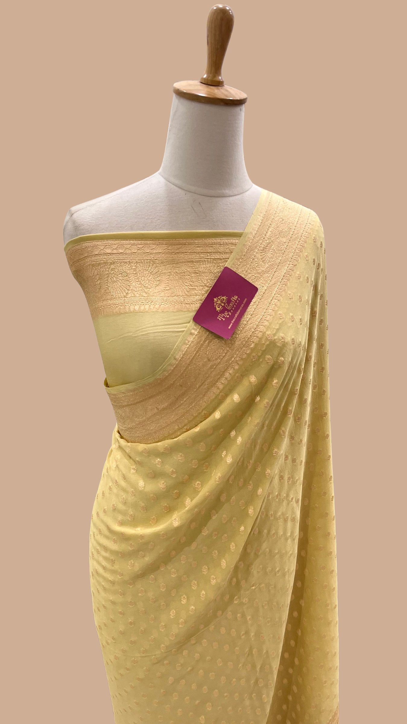 Khaddi Georgette Banarasi Saree - Gold Zari