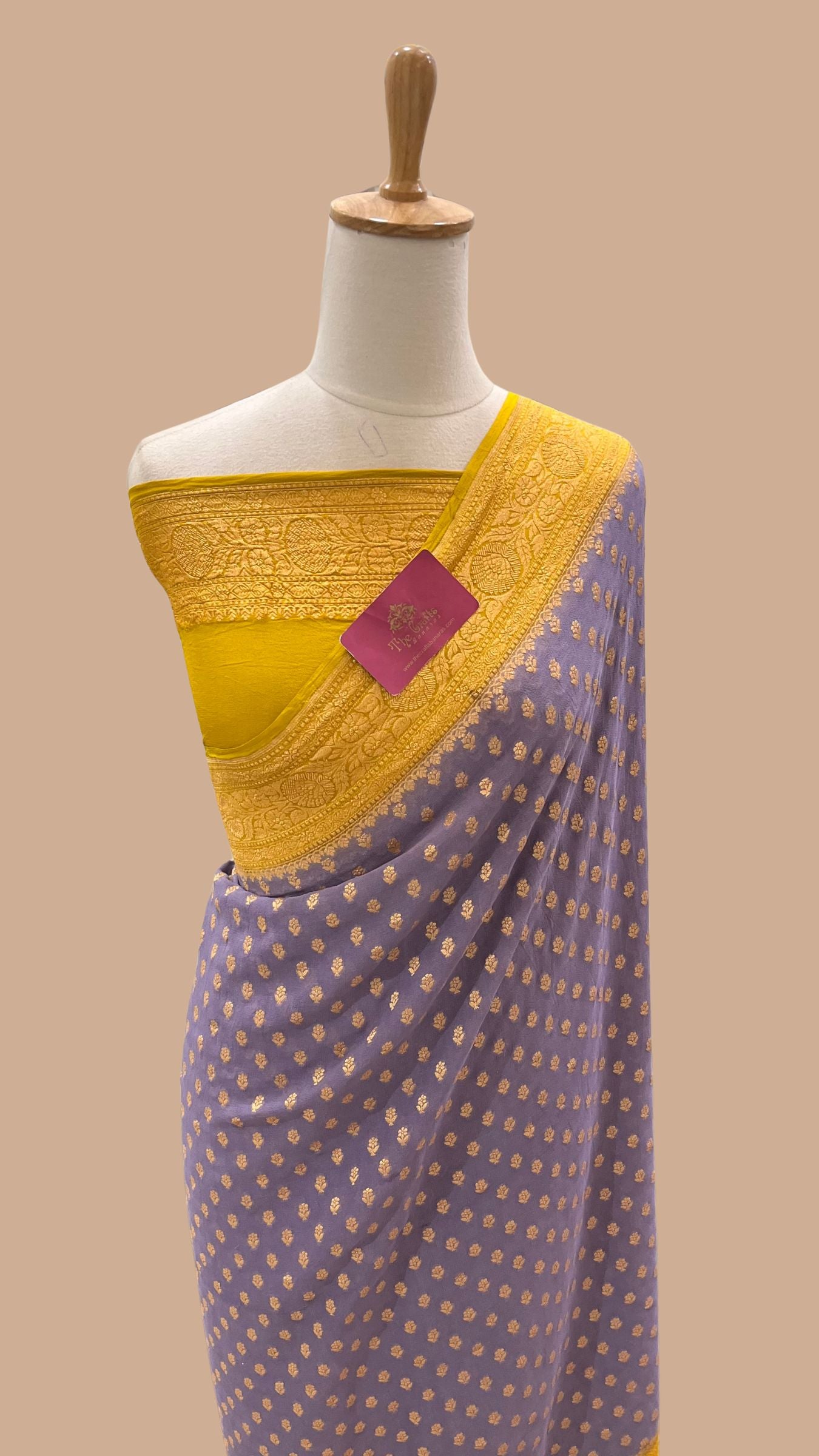 Khaddi Georgette Banarasi Saree - Gold Zari