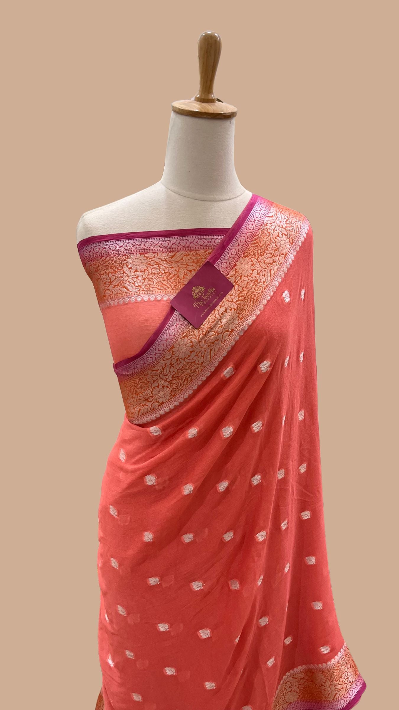 Pure Khaddi Chiffon Banarasi Saree - Multicolored