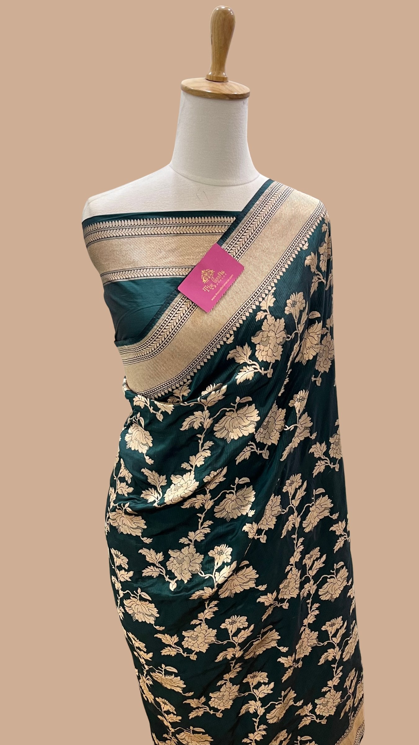Pure Katan Silk Handloom Banarasi Saree - Jaal work