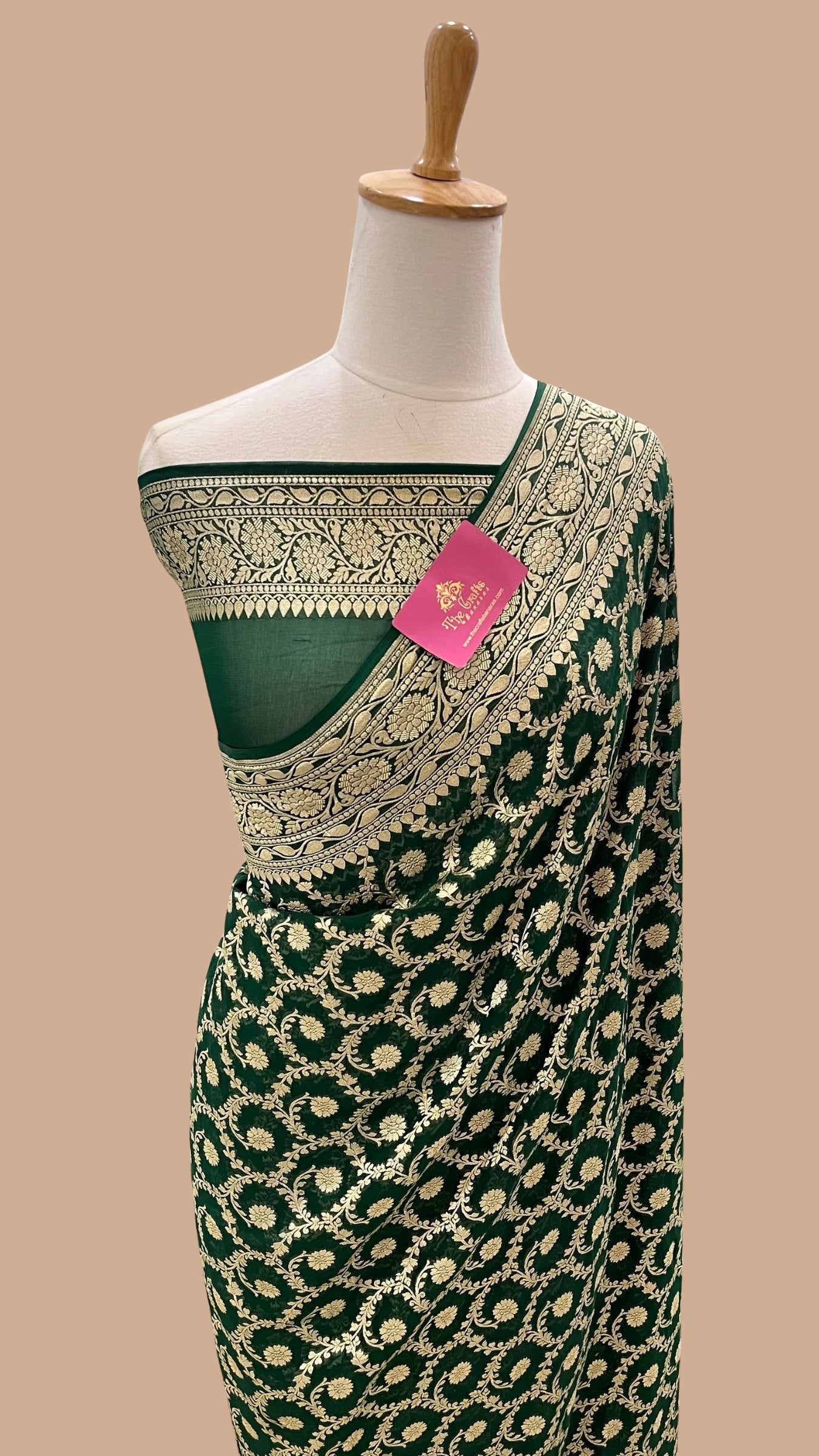Khaddi Georgette Banarasi Saree - Gold Zari