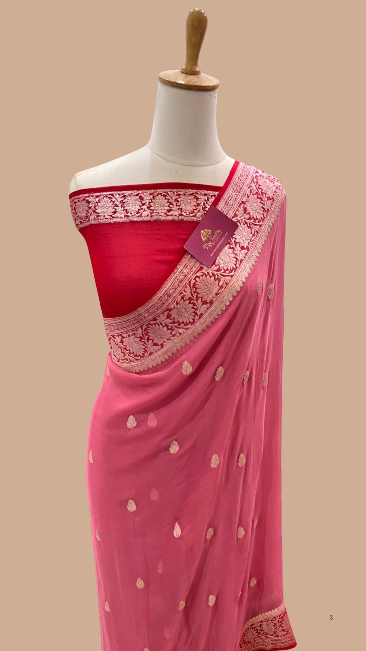 Pure Georgette Banarasi Handloom Saree - Silver Zari