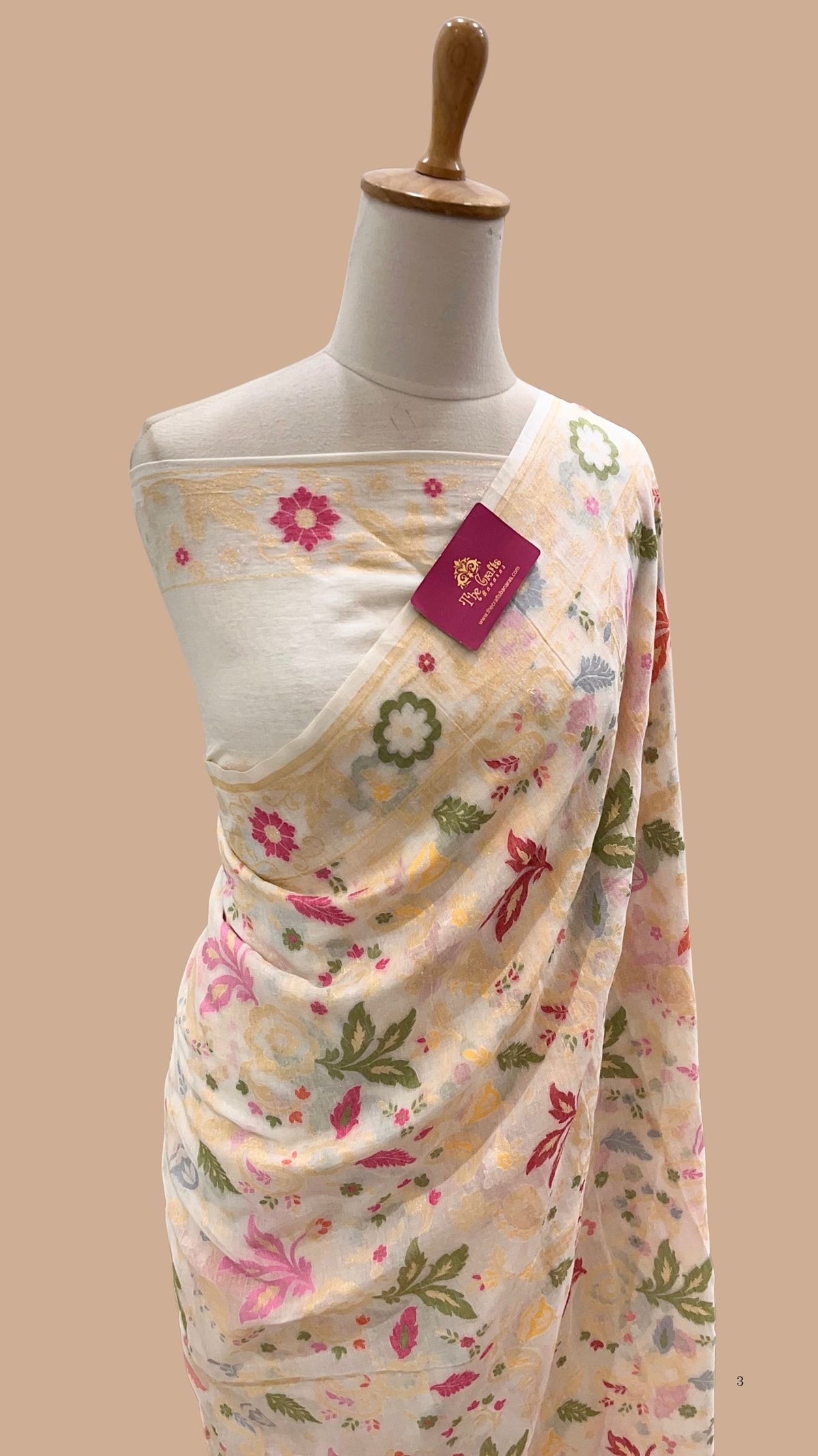 Pure Ektara Cotton Jamdani Banarasi Saree - Tilfi