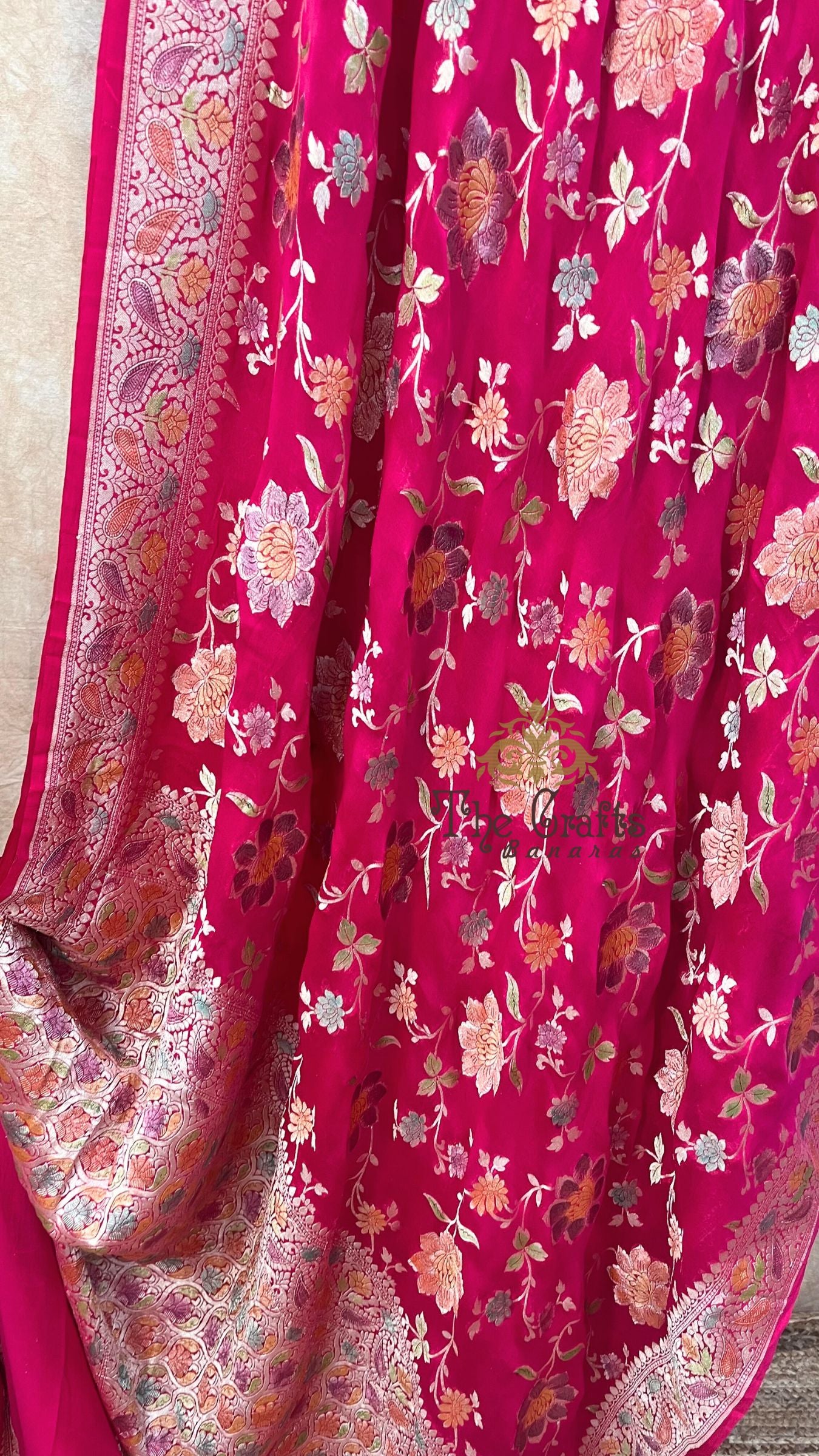 Khaddi Georgette Handloom Banarasi Saree - Water Zari