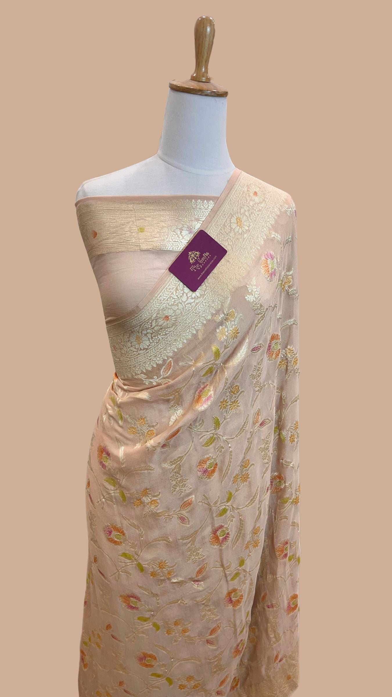 Khaddi Georgette Handloom Banarasi Saree