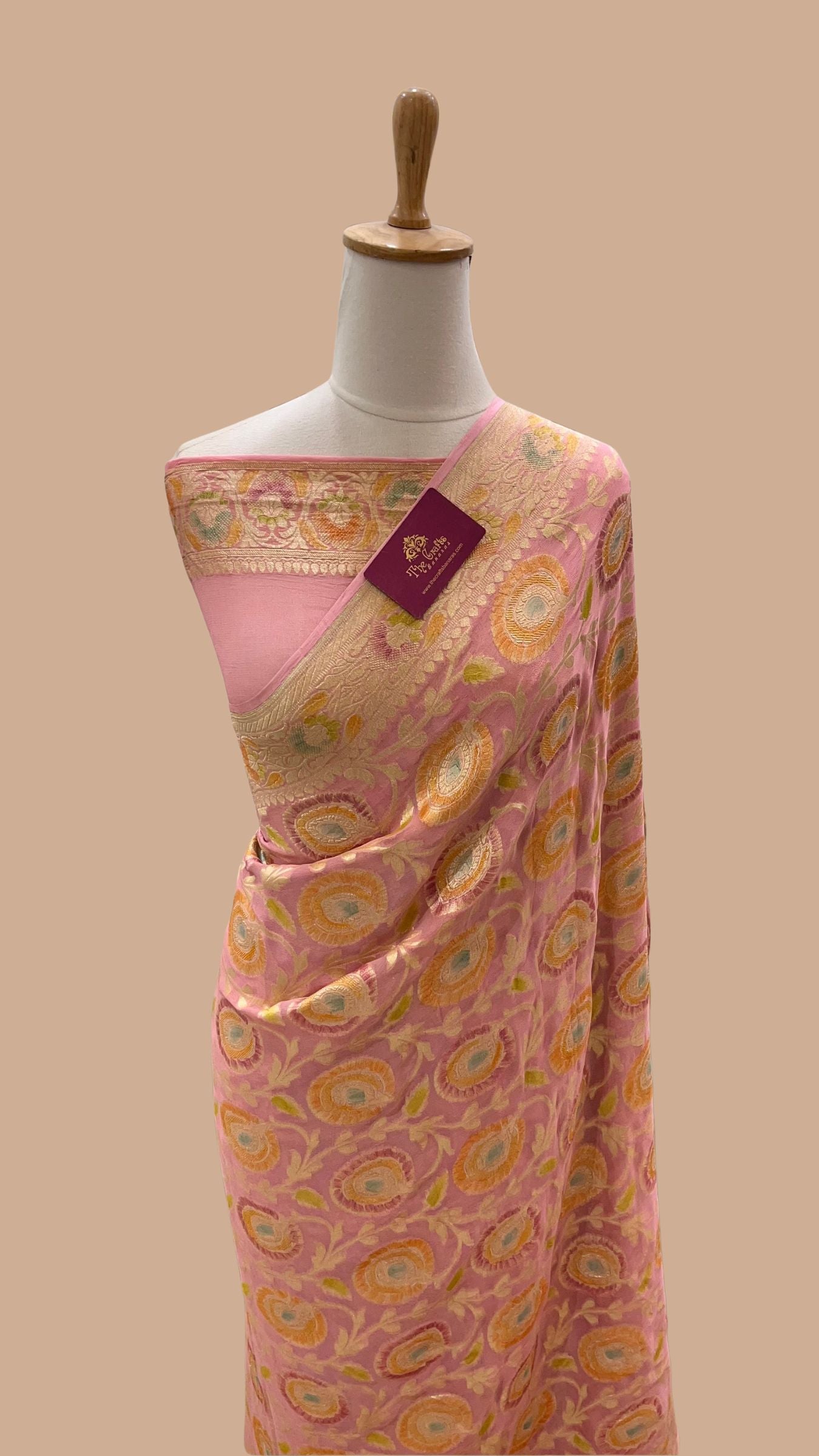 Khaddi Georgette Handloom Banarasi Saree