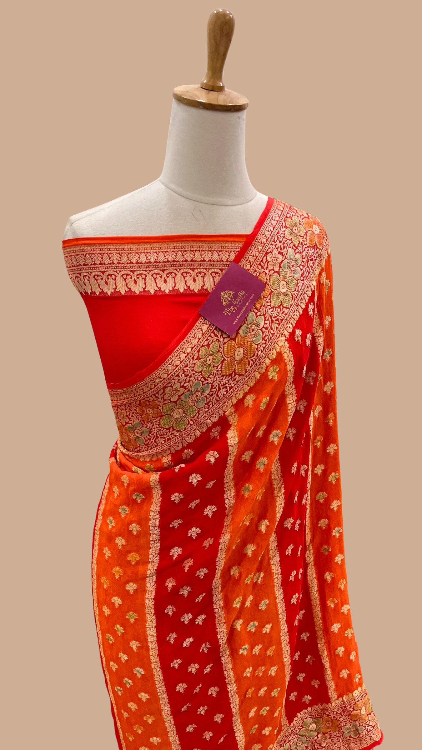 Pure Khaddi Chiffon Banarasi Saree