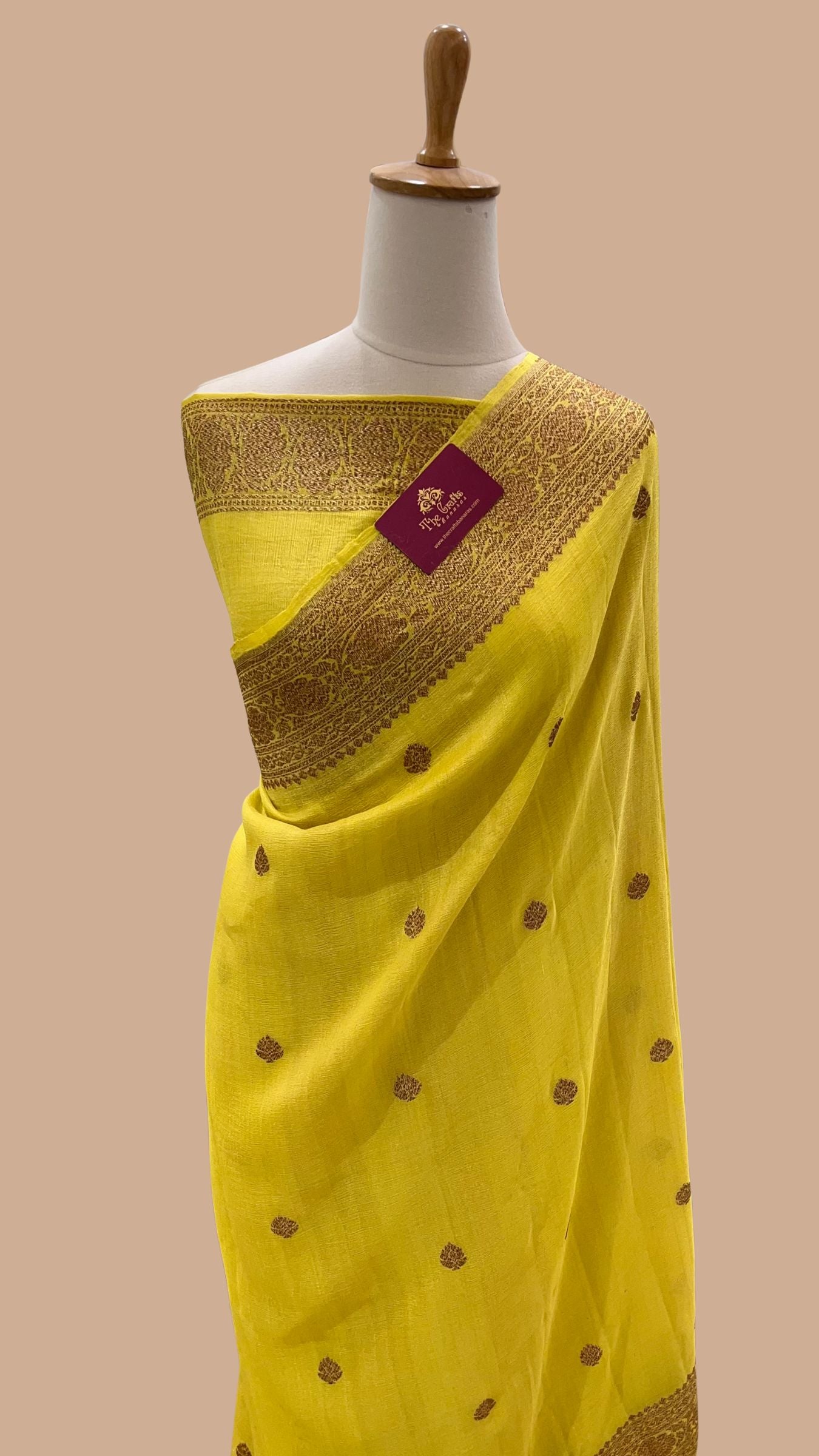 Tussar Georgette Handloom Banarasi Saree - Antique Zari
