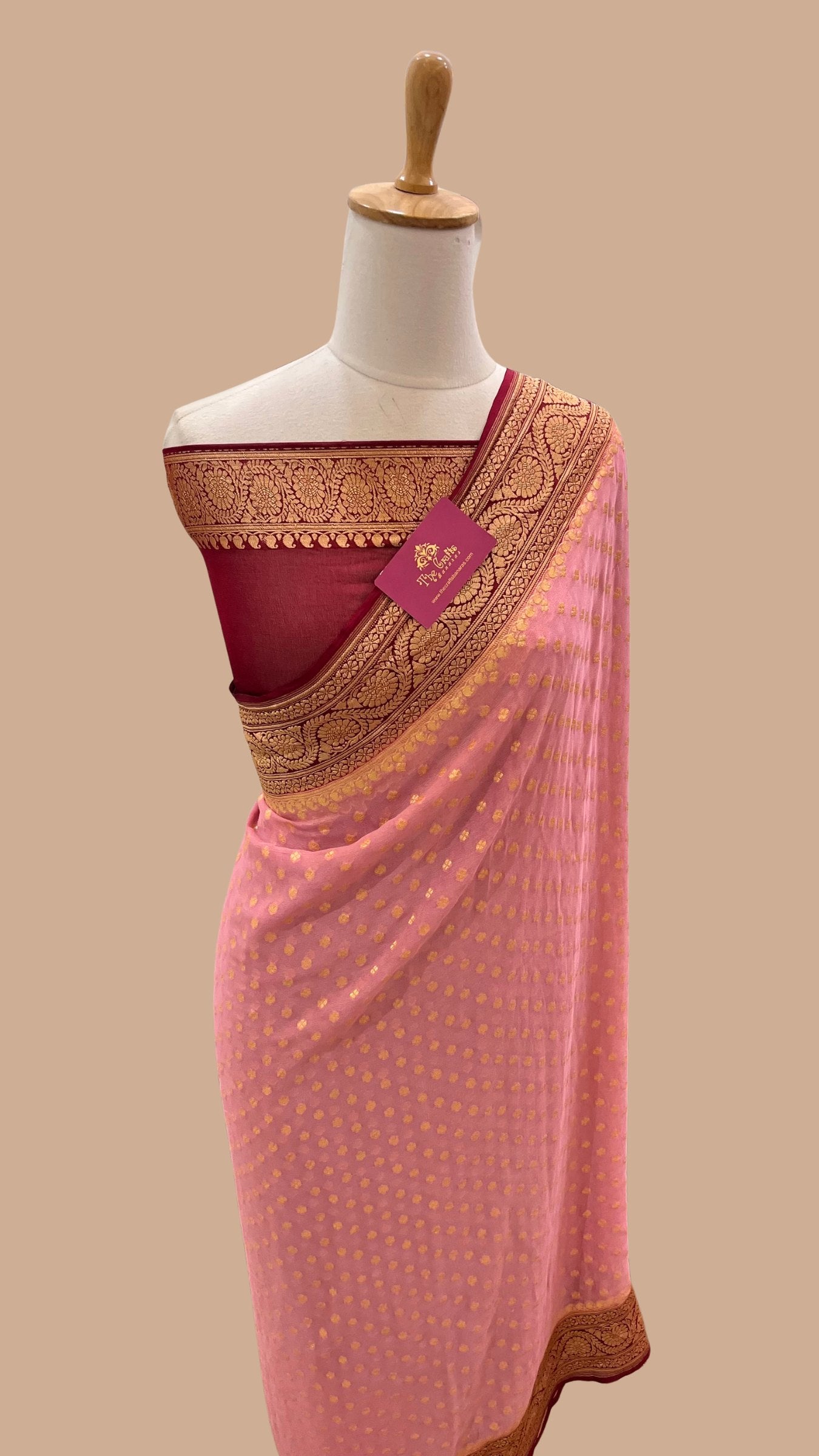Khaddi Georgette Banarasi Saree - Gold Zari
