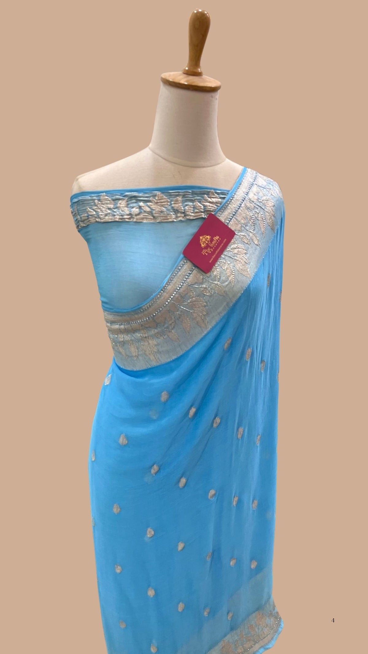 Pure Handloom Georgette Banarasi Saree - Silver Zari
