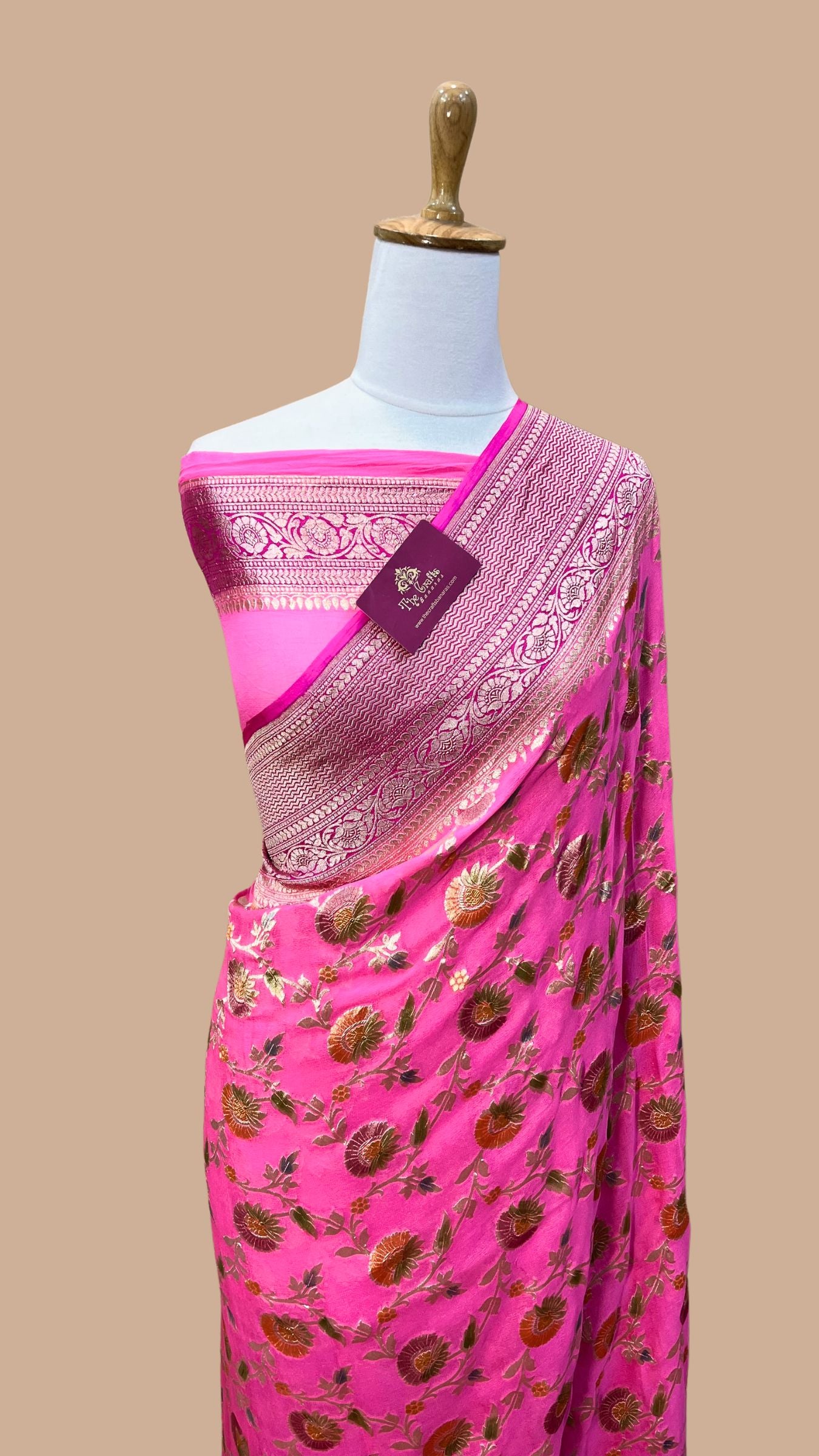 Khaddi Georgette Handloom Banarasi Saree - Water Zari