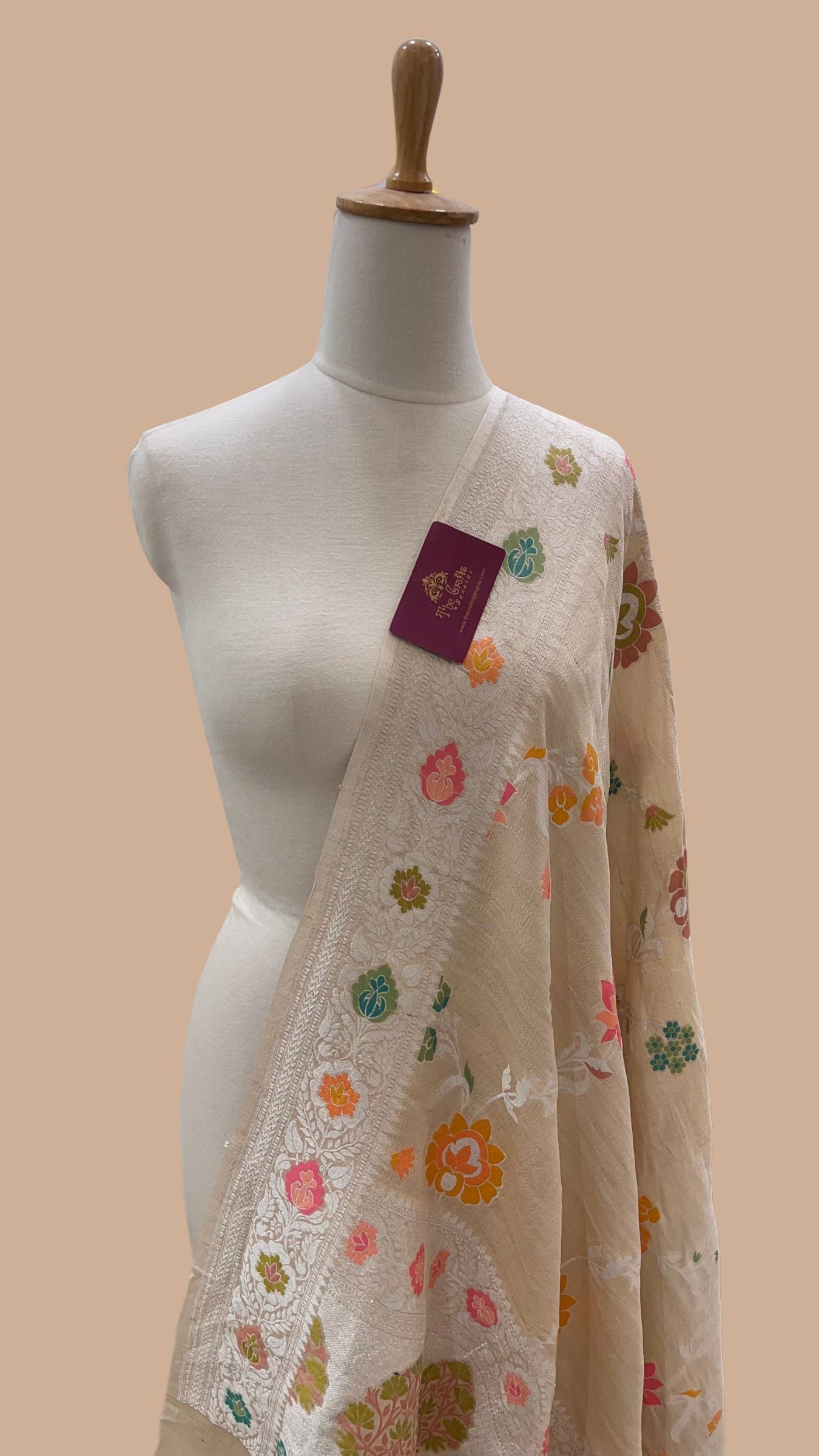 Pure Tussar Georgette Silk Banarasi Handloom Dupatta