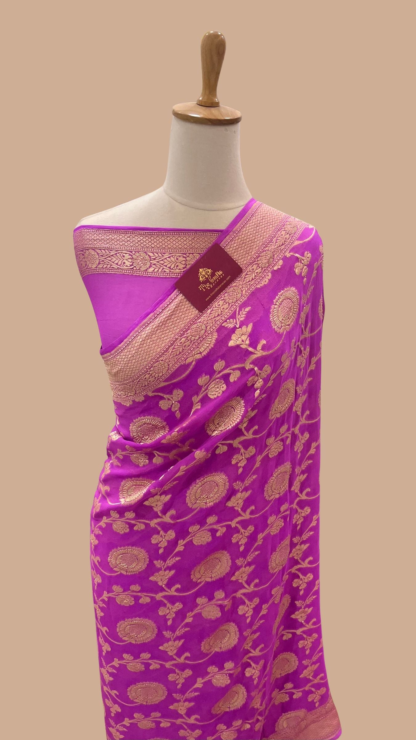 Khaddi Georgette Handloom Banarasi Saree - Water Zari