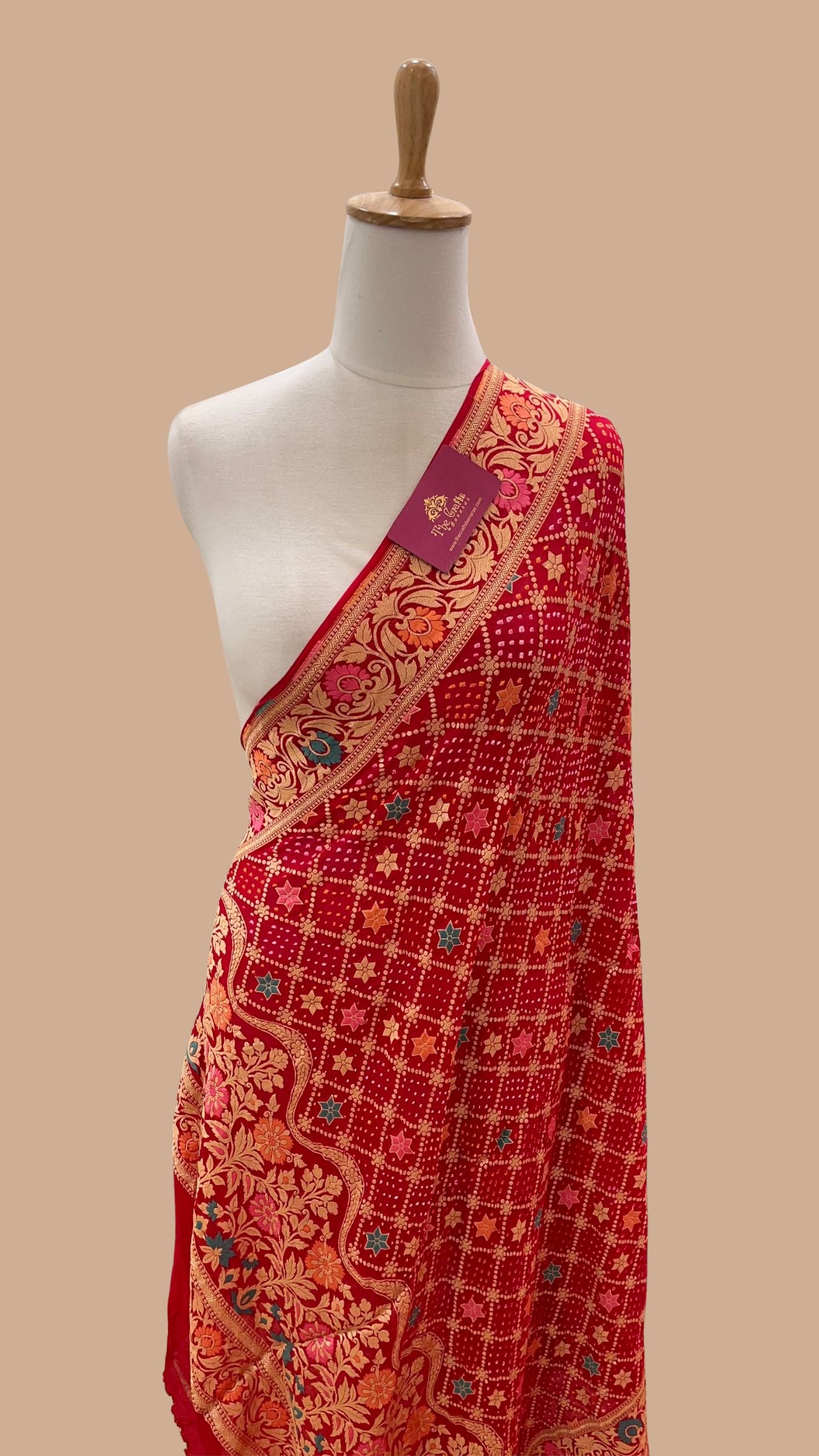 Khaddi Georgette Banarasi Handloom Bandhej Dupatta