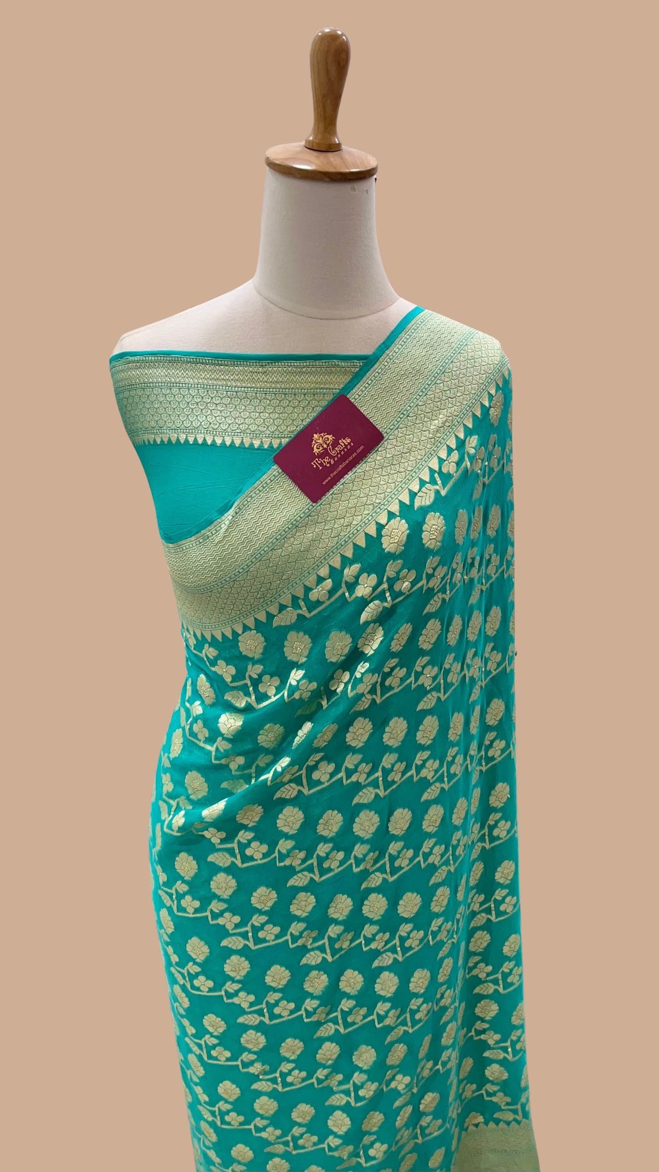 Khaddi Georgette Handloom Banarasi Saree - Water Zari