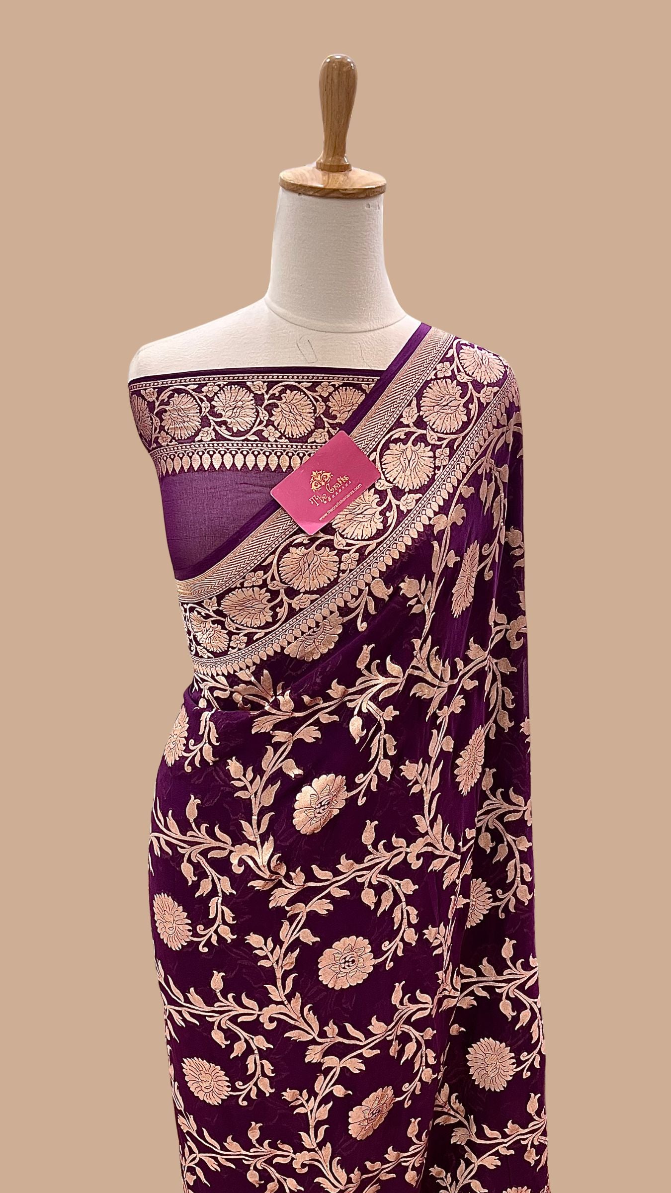 Khaddi Georgette Handloom Banarasi Saree - Water Zari