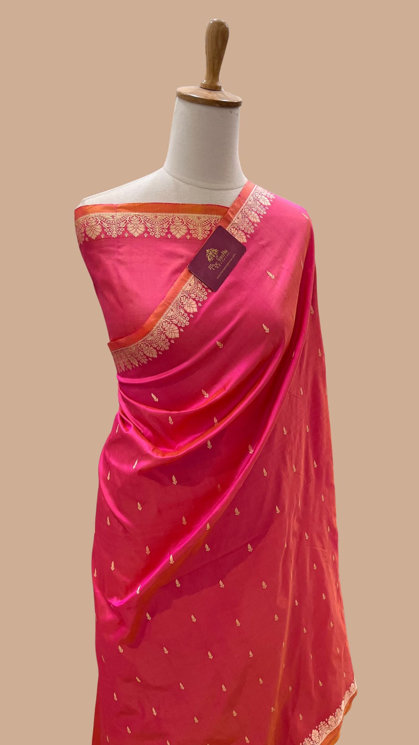 Pure Katan Silk Handloom Banarasi Saree - Resham Chunri Buti