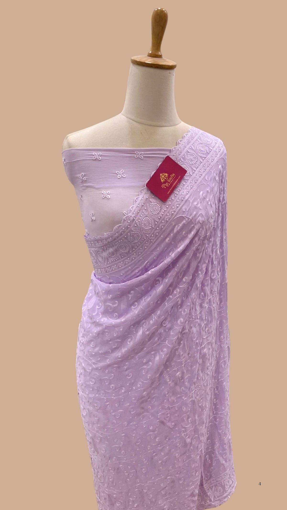 Pure Georgette Chikankari Handloom Banarasi Saree