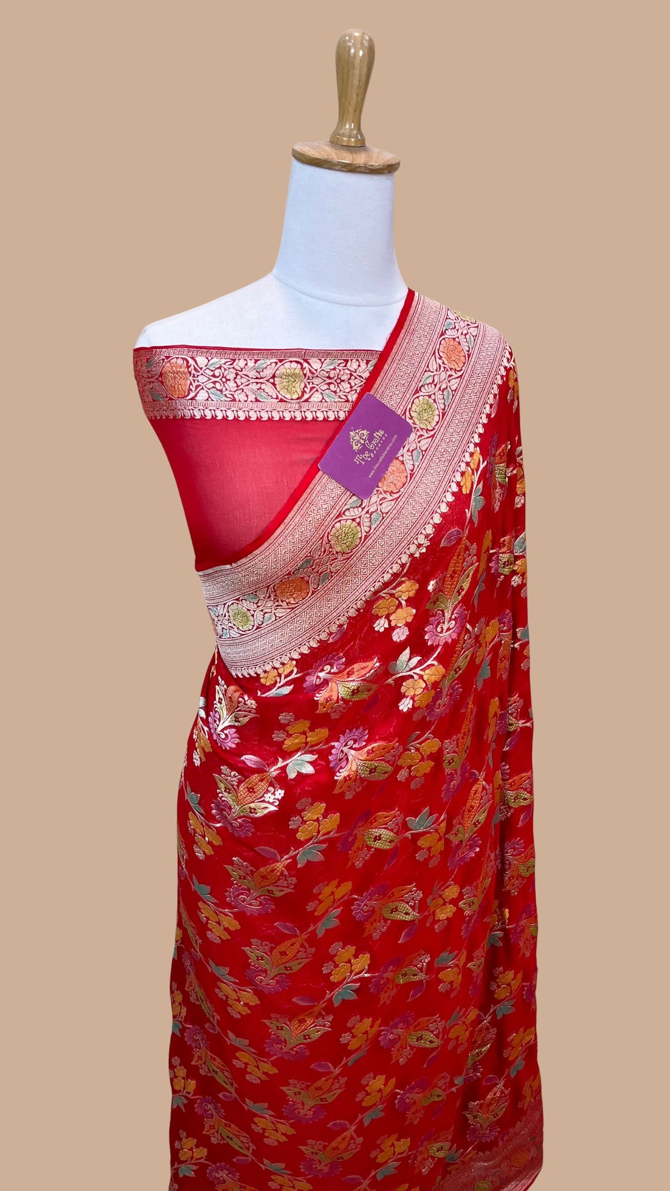 Khaddi Georgette Handloom Banarasi Saree