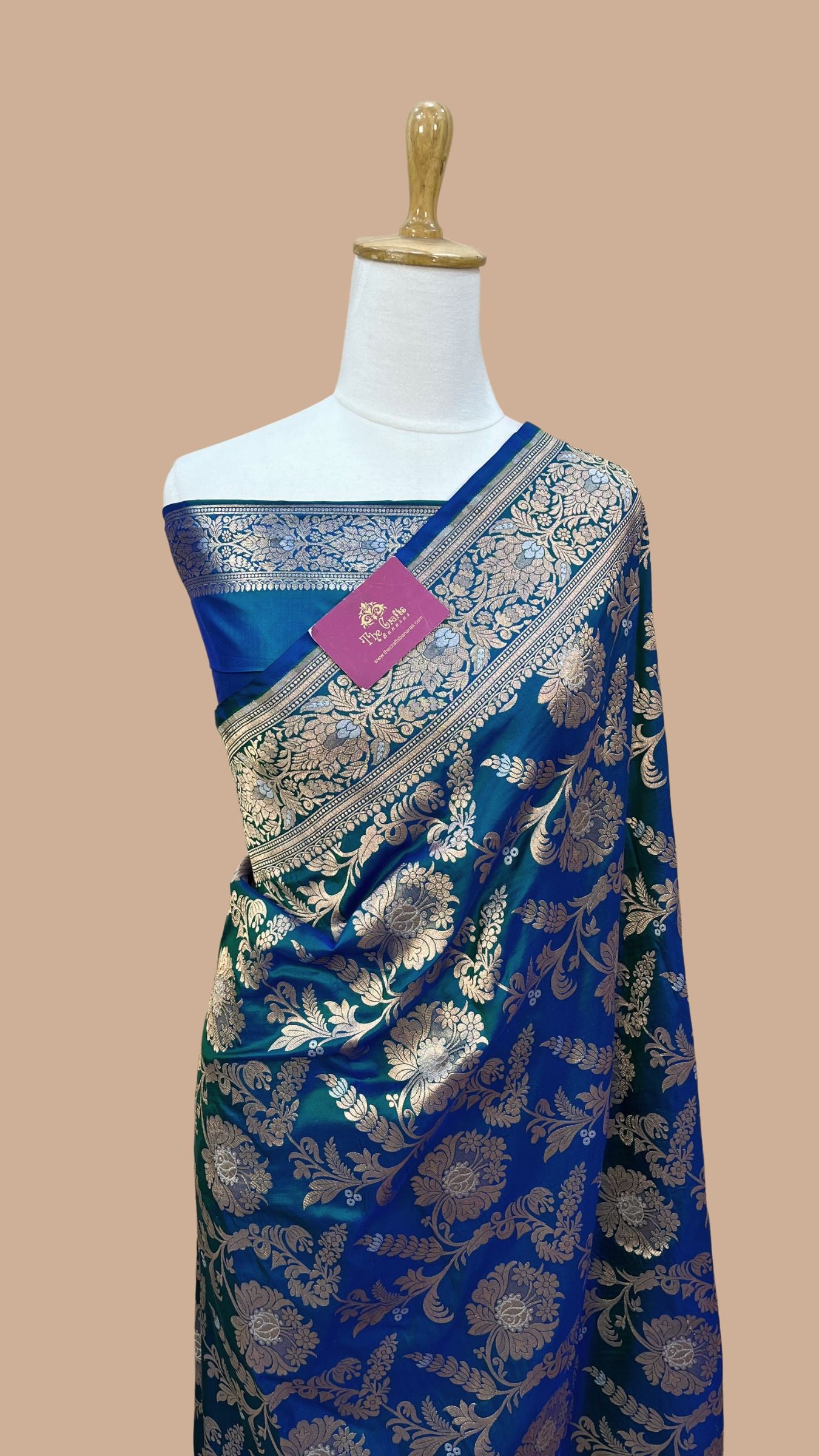 Pure Katan Silk Handloom Banarasi Saree - All over Sona Roopa Jaal work