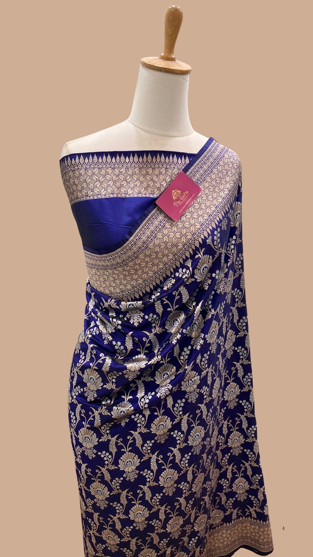 Pure Katan Silk Handloom Banarasi Saree - All Over Sona Rupa Jaal Work