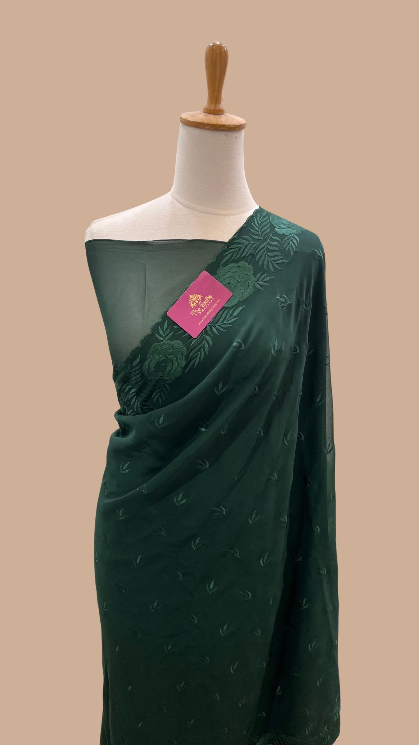 Pure Georgette Chikankari Handloom Banarasi Saree