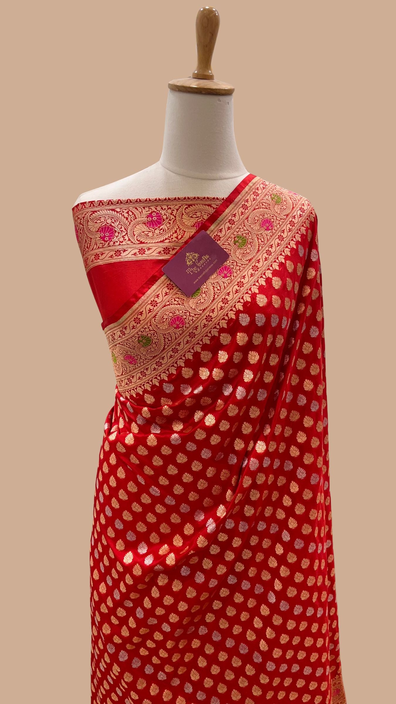 Pure Katan Silk Handloom Banarasi Saree - All Over Sona Rupa Jaal Work