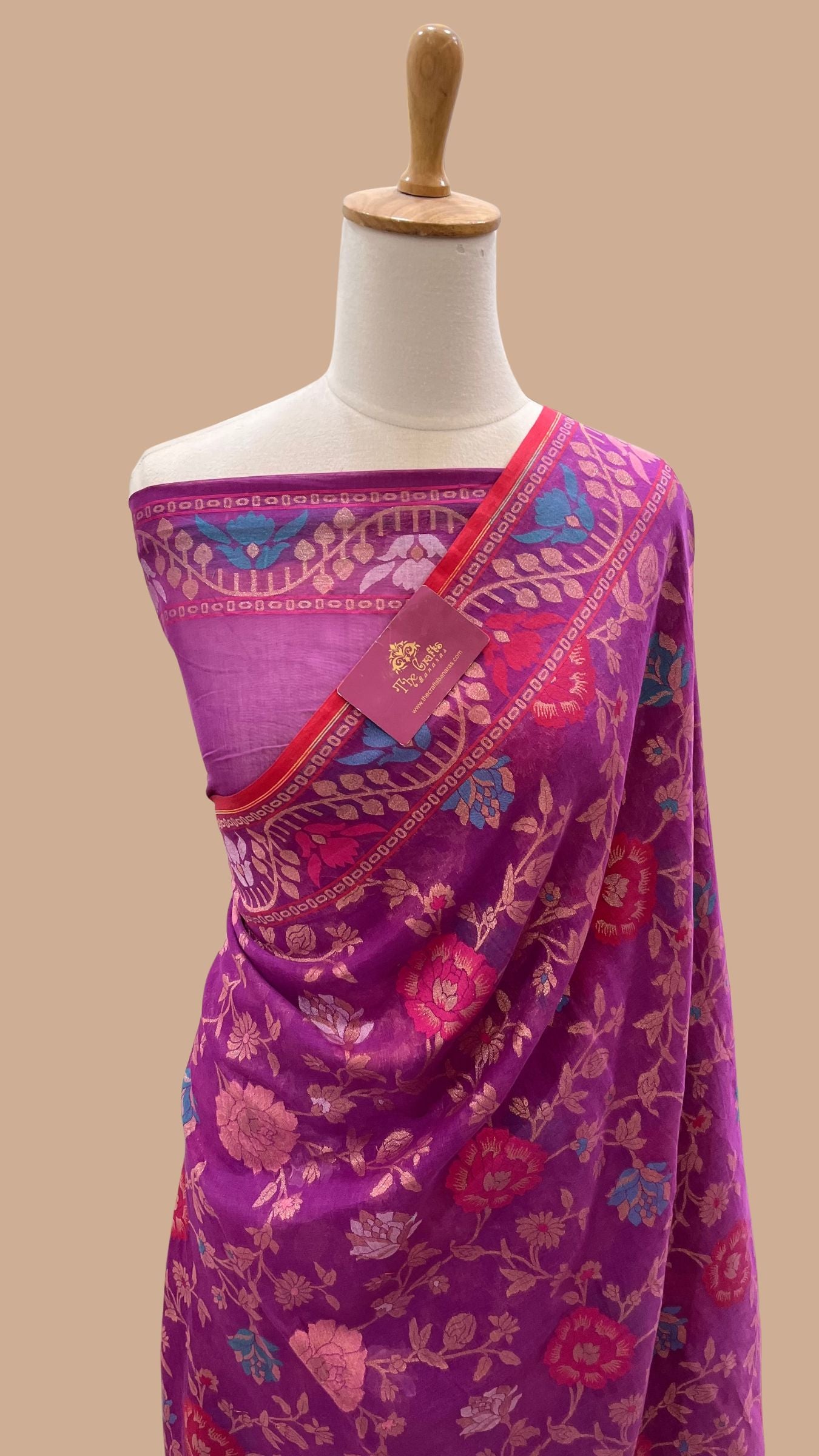 Pure Ektara Cotton Jamdani Banarasi Saree - Tilfi