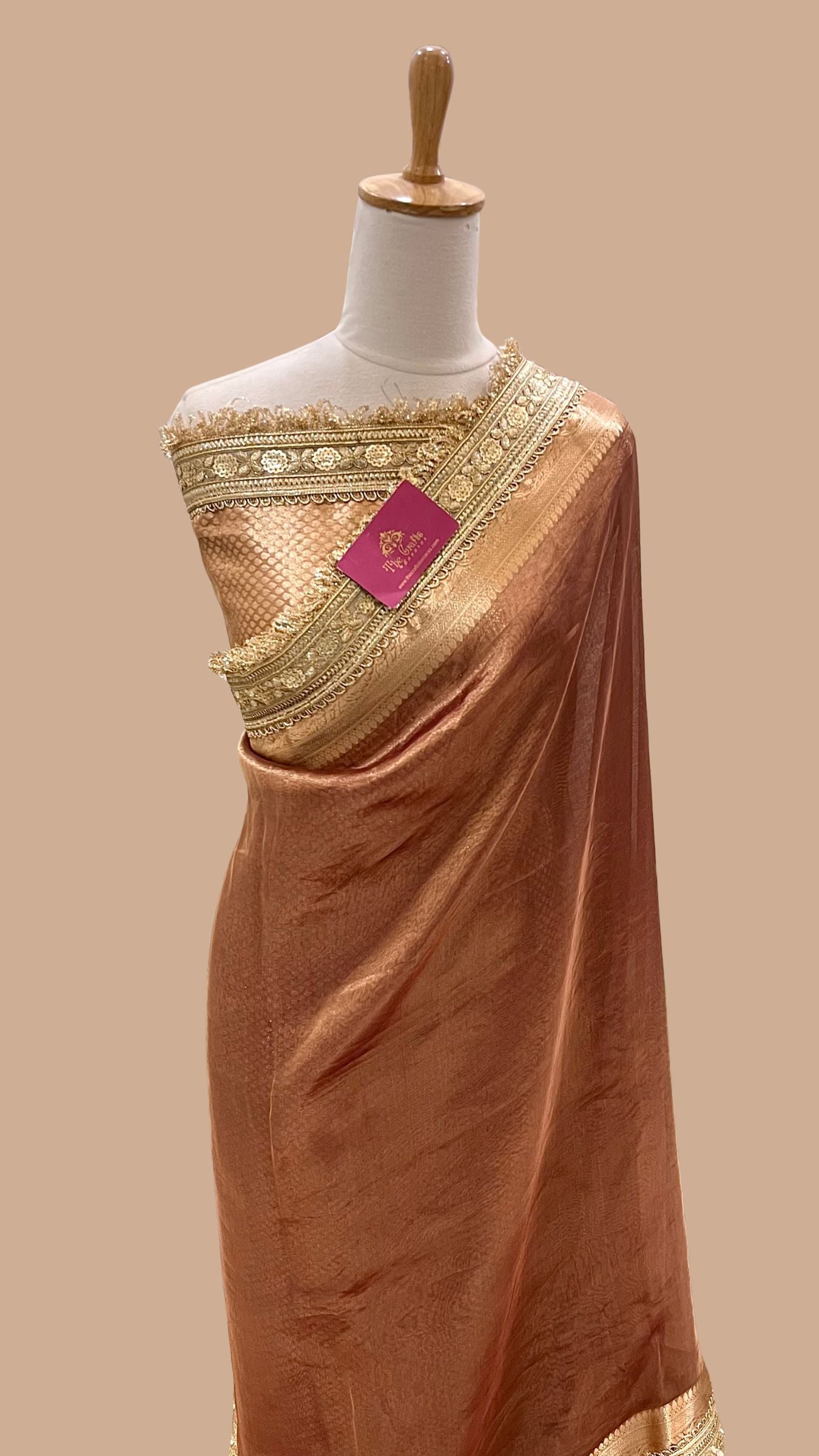Pure Tissue Silk Handloom Banarasi Saree - with Lace Border