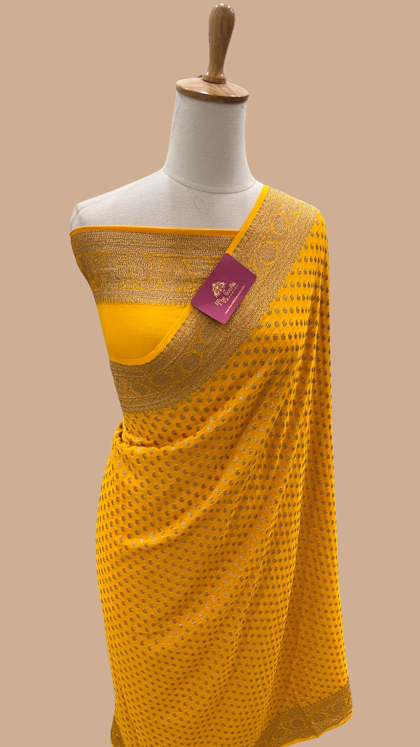 Khaddi Georgette Banarasi Saree - Antique Zari