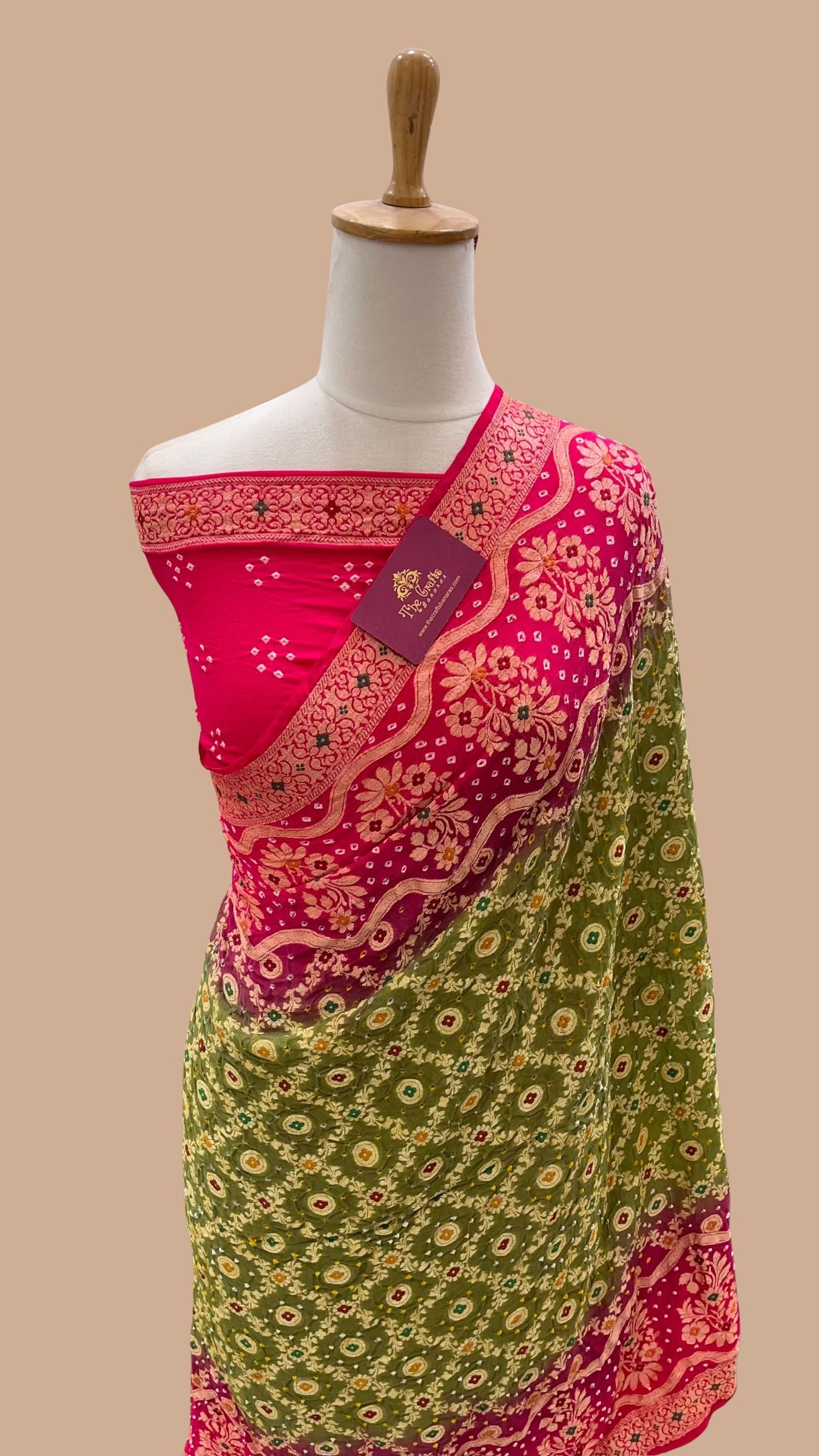 Pure Chiffon Banarasi Handloom Bandhej Saree