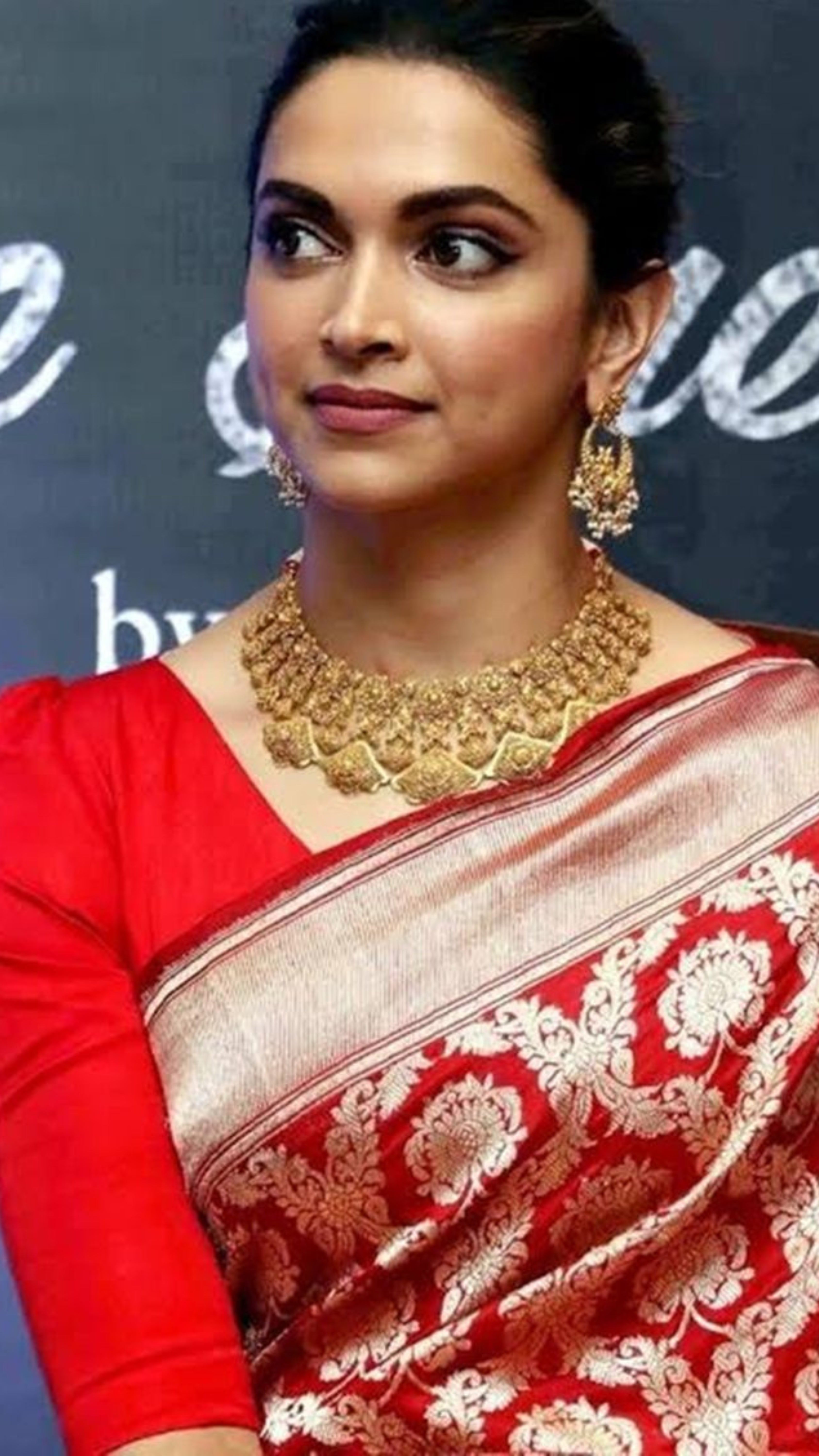 Deepika Padukone in Pure Katan Silk Handloom Banarasi Saree - Jaal work