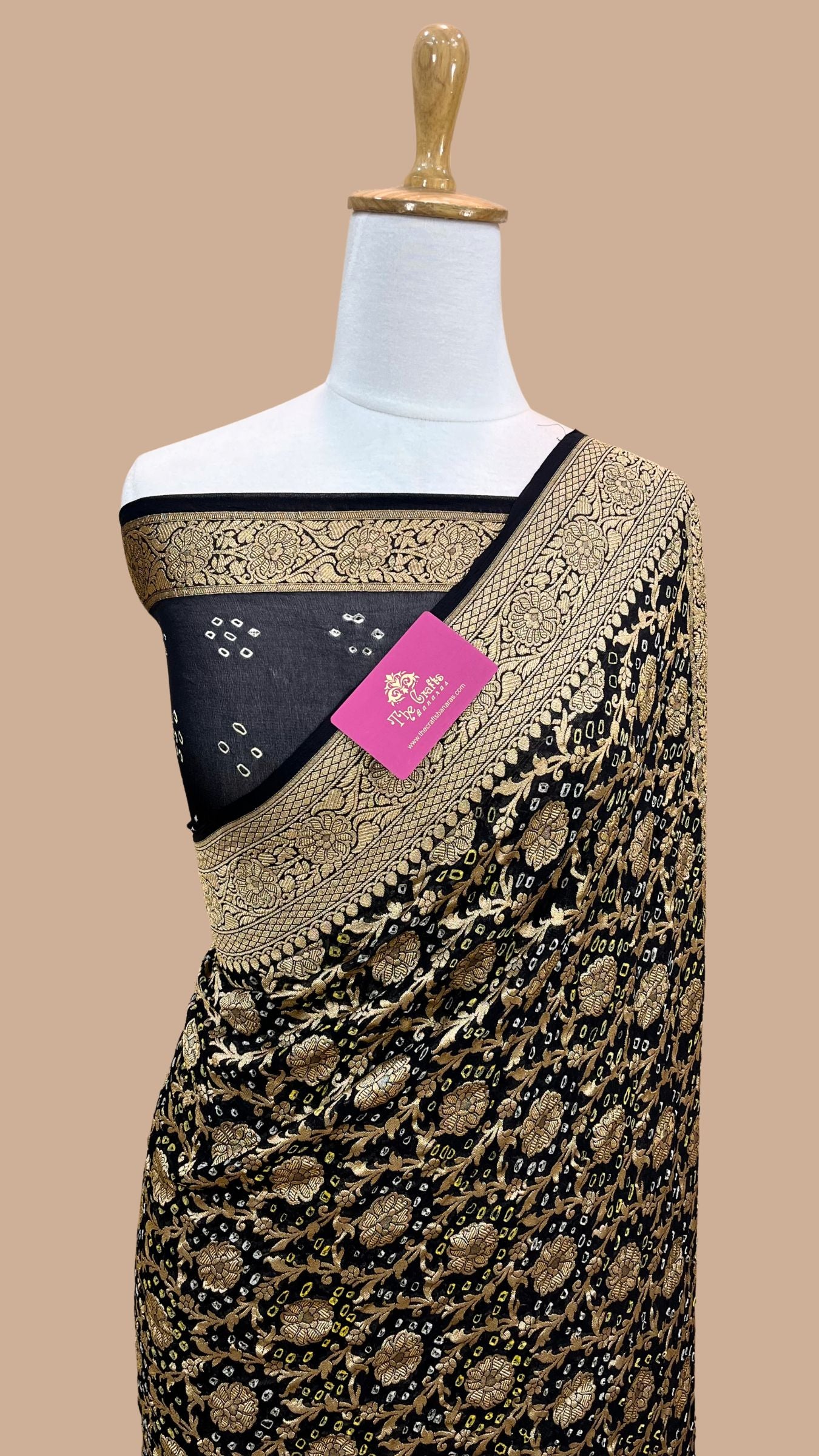 Pure Georgette Banarasi Handloom Bandhej Saree