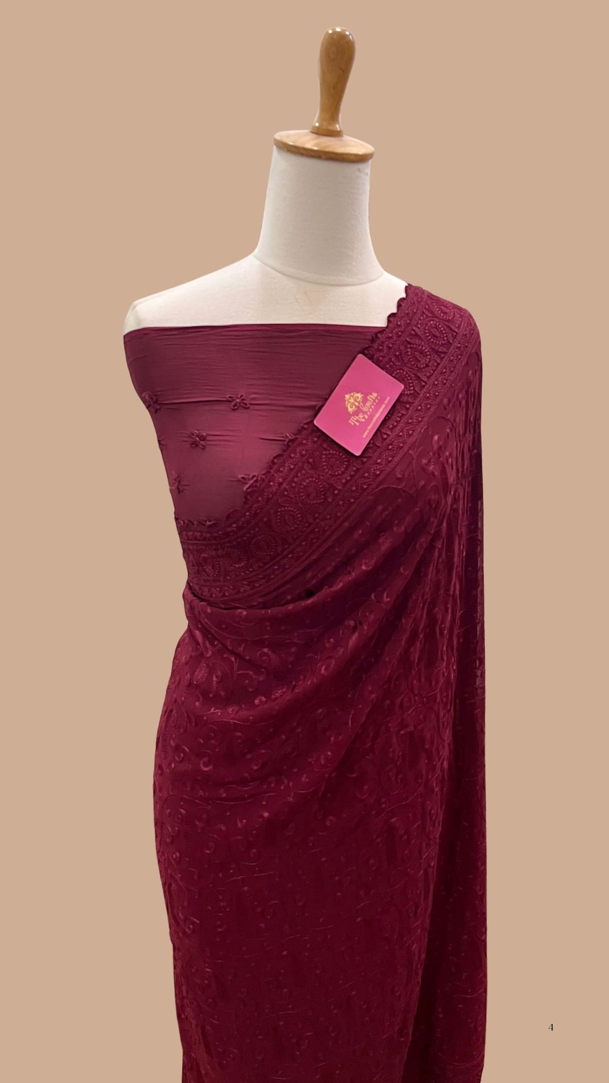 Pure Georgette Chikankari Handloom Banarasi Saree